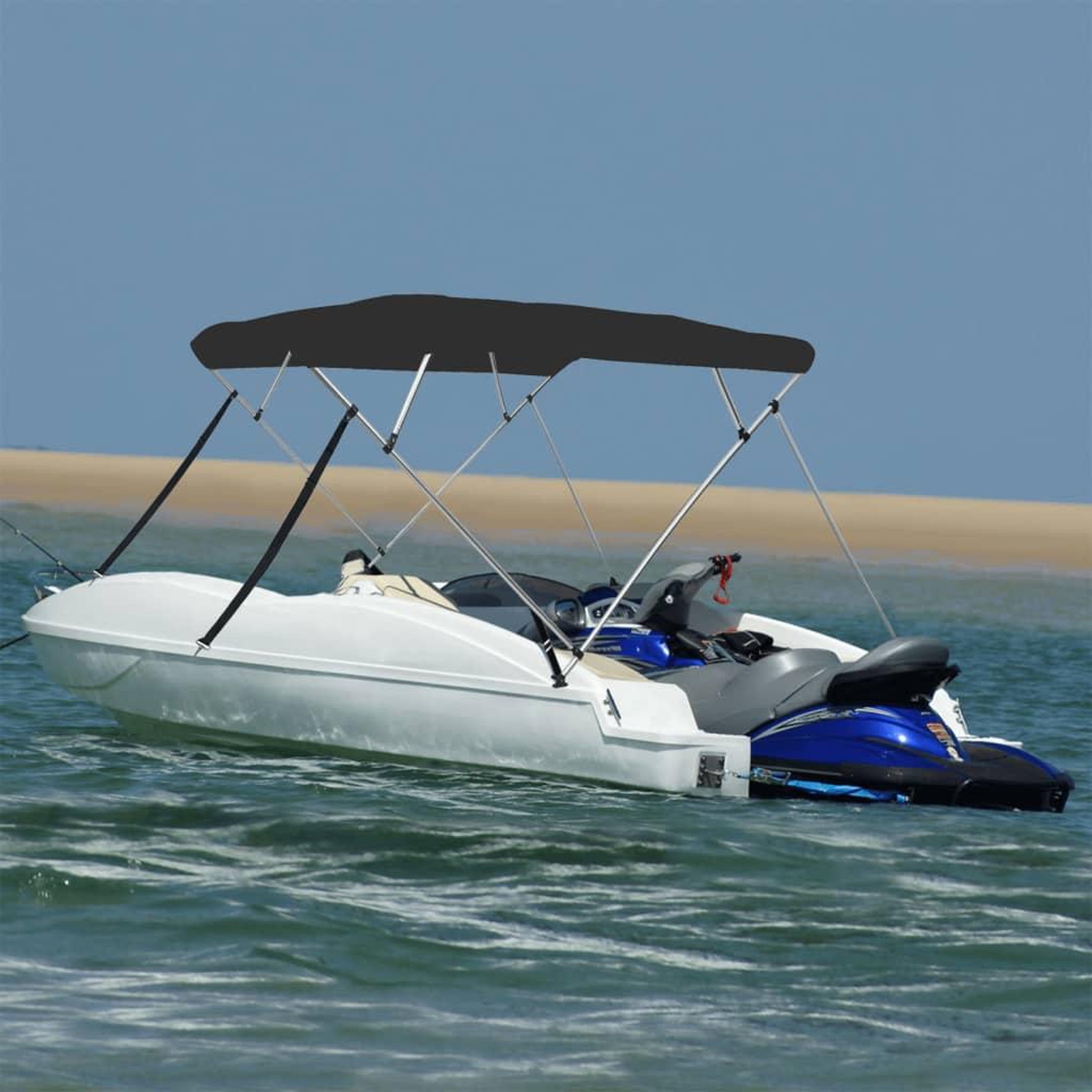 VIDAXL Auvent bimini a 4 arceaux noir 243x244x137 cm