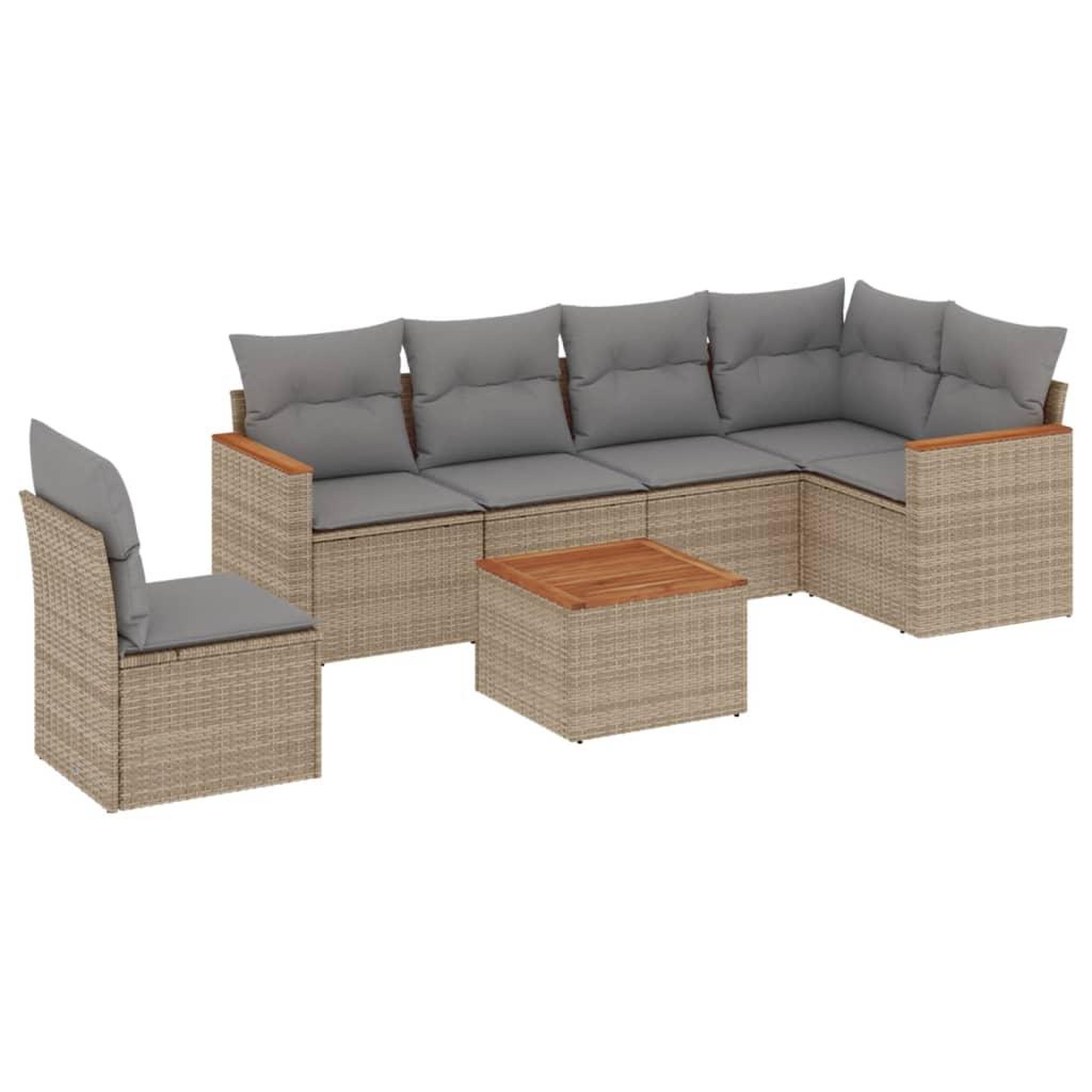 Voir la diapositive 2 : VIDAXL Salon de jardin avec coussins 7 pcs beige resine tressee