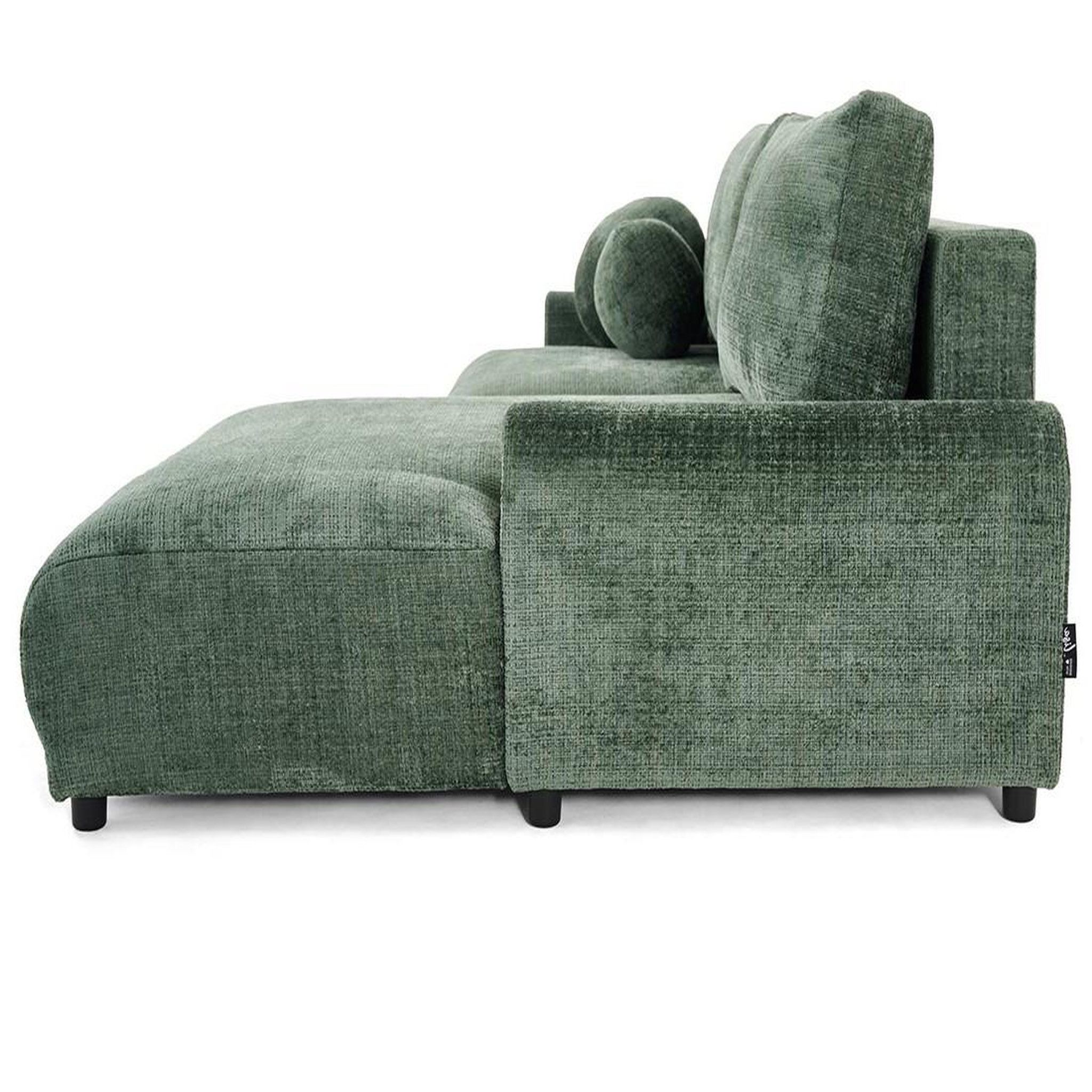 Voir la diapositive 6 : BEST MOBILIER Nelly - canapé d'angle droit 4 places convertible avec coffre en velours texturé