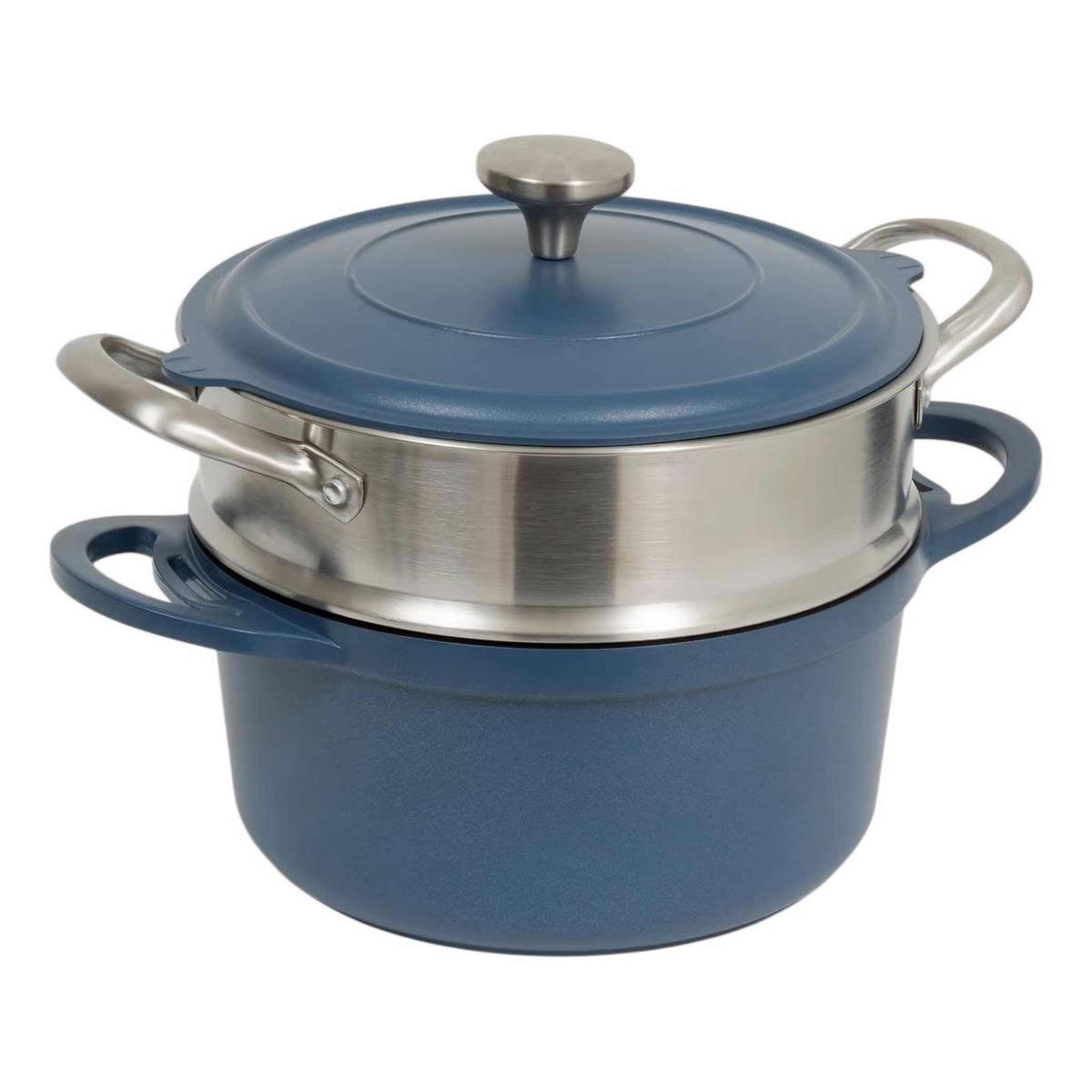 FIVE Cocotte avec panier vapeur  kirk  24cm bleu
