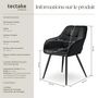 Voir la diapositive 6 : tectake Chaise de salle à manger rembourrée et en velours matelassé noir/noir Lot de 2