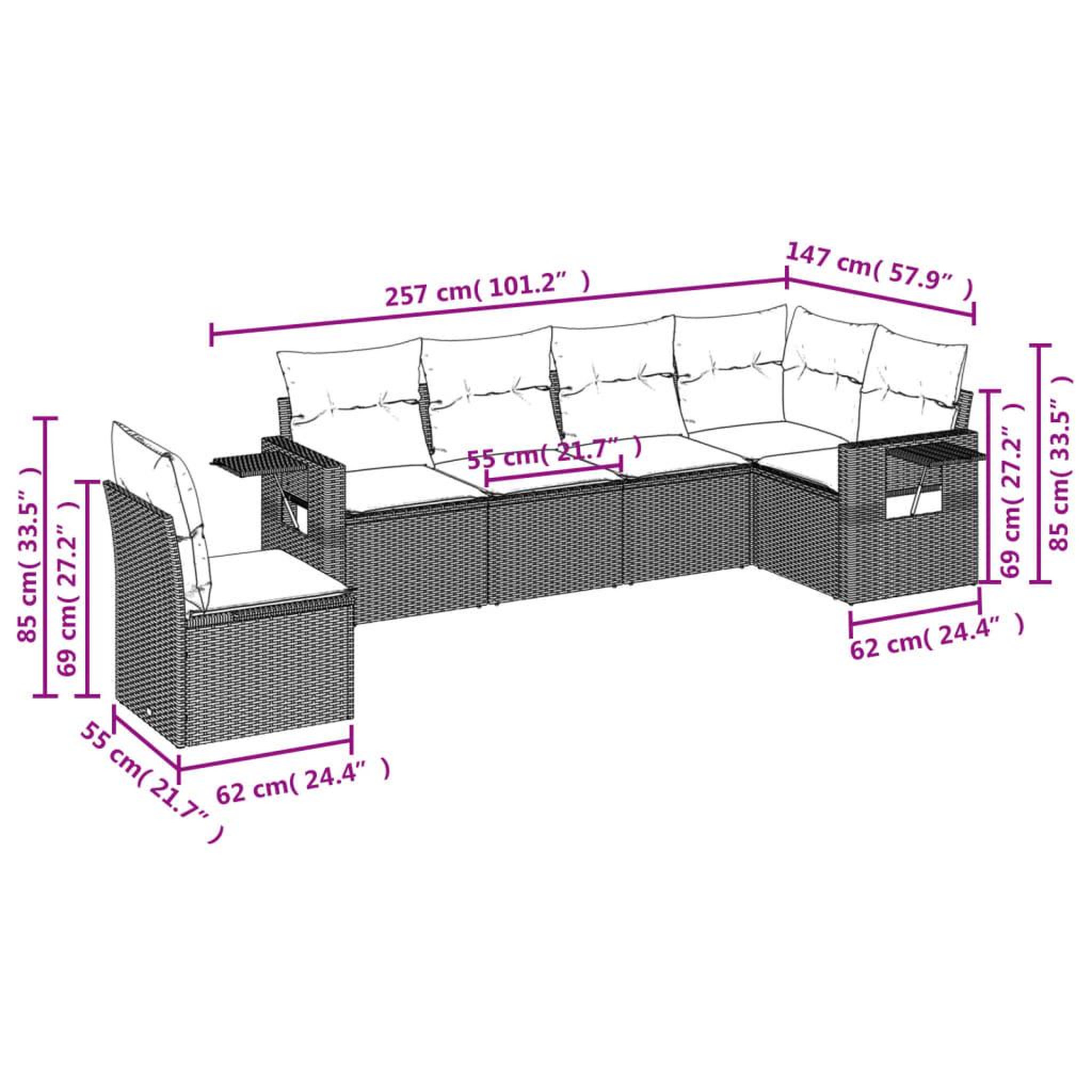 Voir la diapositive 3 : VIDAXL Salon de jardin 6 pcs avec coussins noir resine tressee