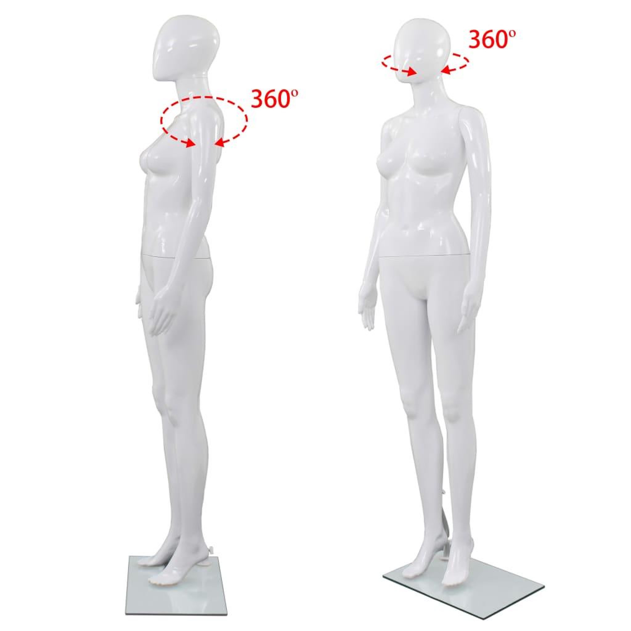 Voir la diapositive 5 : VIDAXL Mannequin femme corps complet base verre Blanc brillant 175 cm
