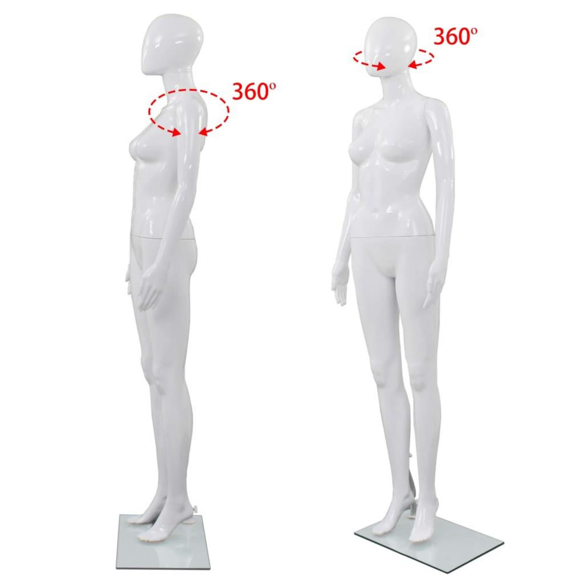 VIDAXL Mannequin femme corps complet base verre Blanc brillant 175 cm