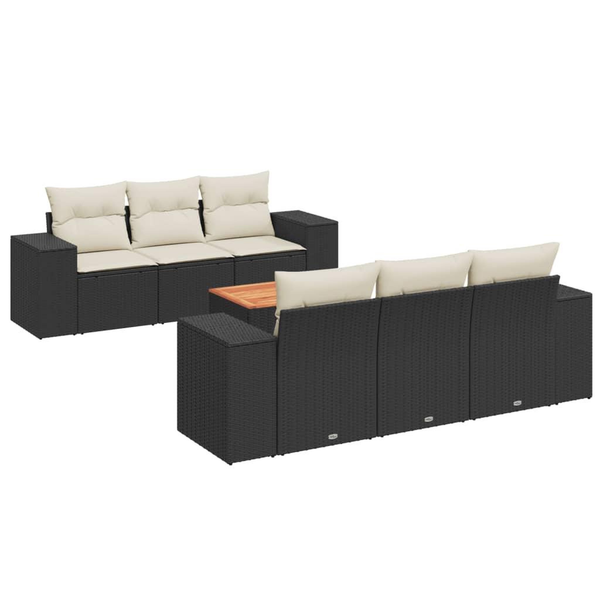 Voir la diapositive 2 : VIDAXL Salon de jardin 7 pcs avec coussins noir resine tressee