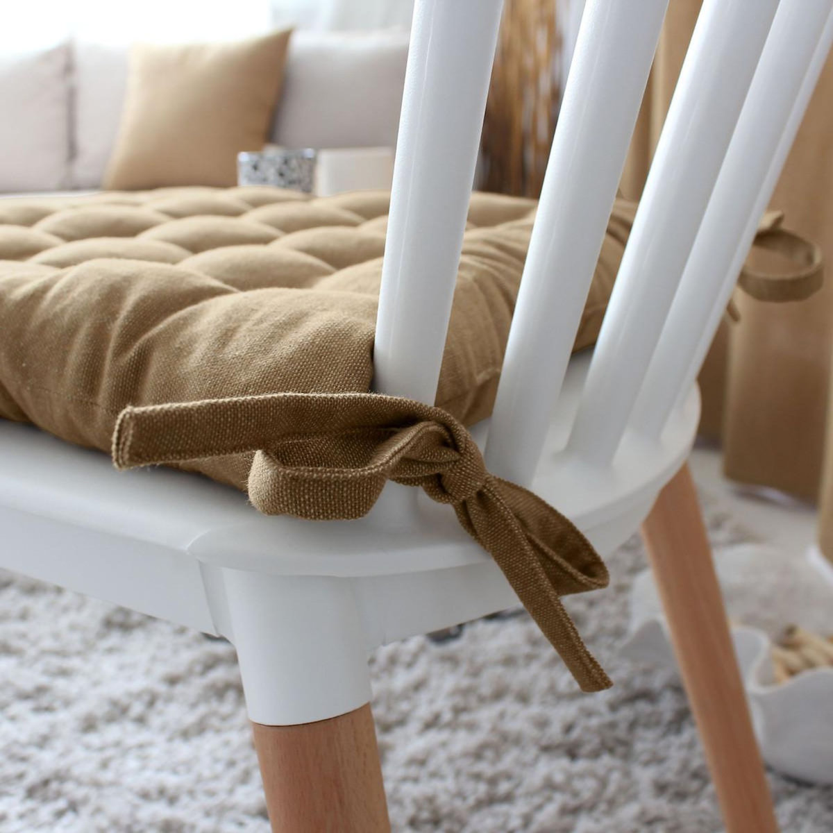 Paris Prix Galette de Chaise Piquée  Cambria  38x38cm Ocre