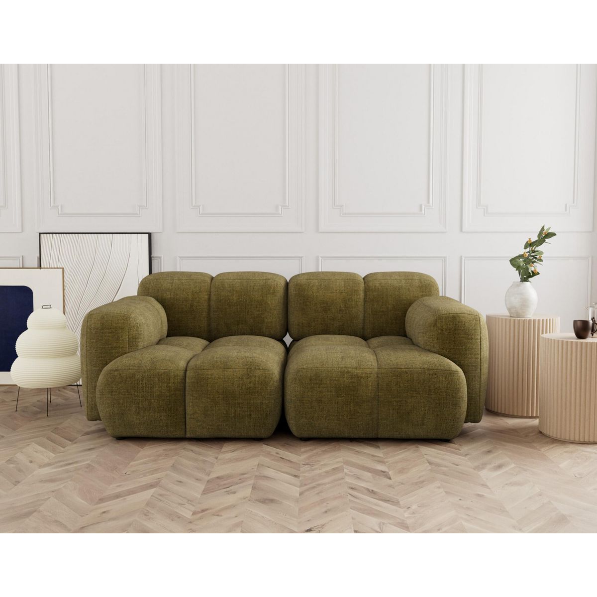 LISA DESIGN Grace - canapé modulable 2 places en velours texturé