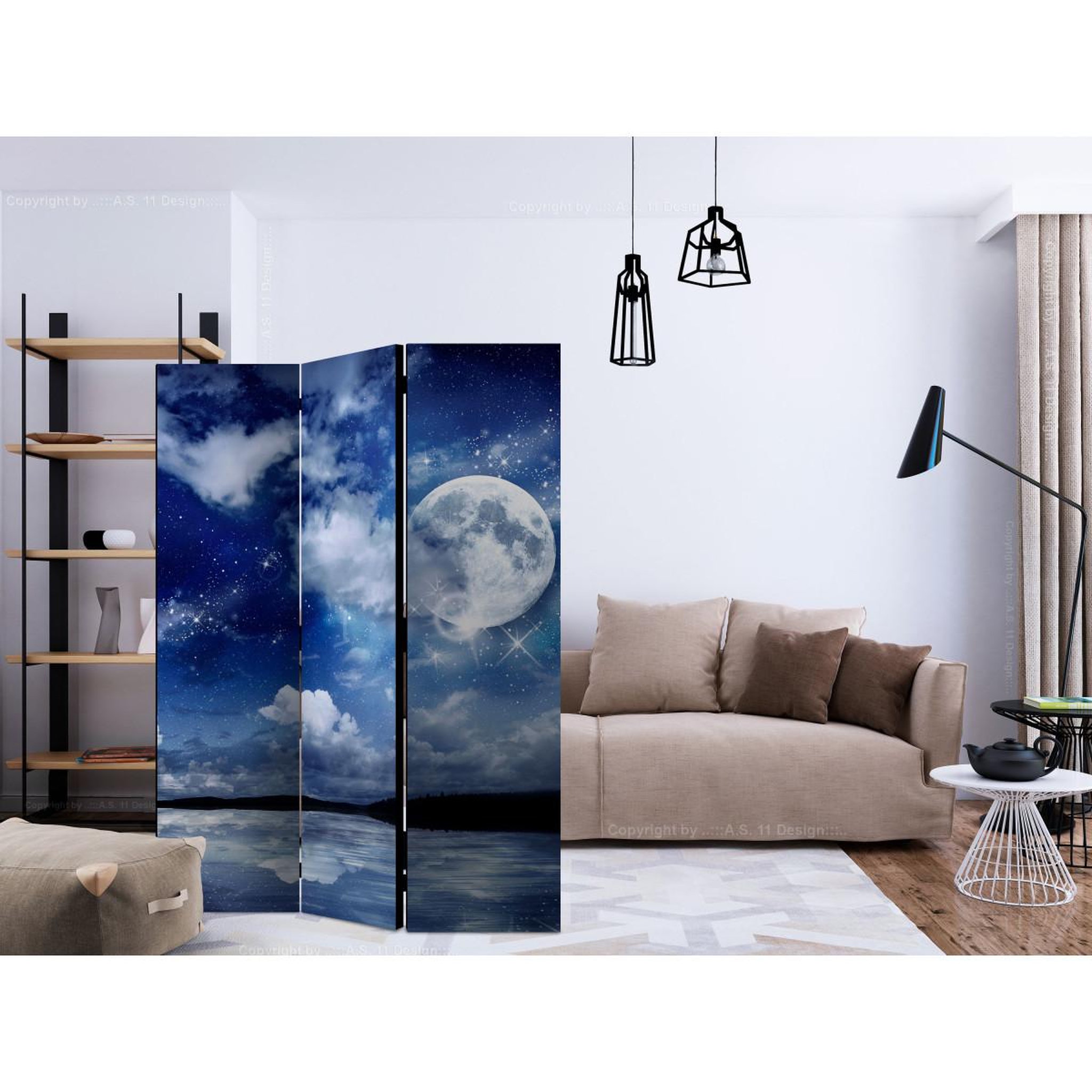 Voir la diapositive 2 : Paris Prix Paravent 3 volets  magic night  135x172cm