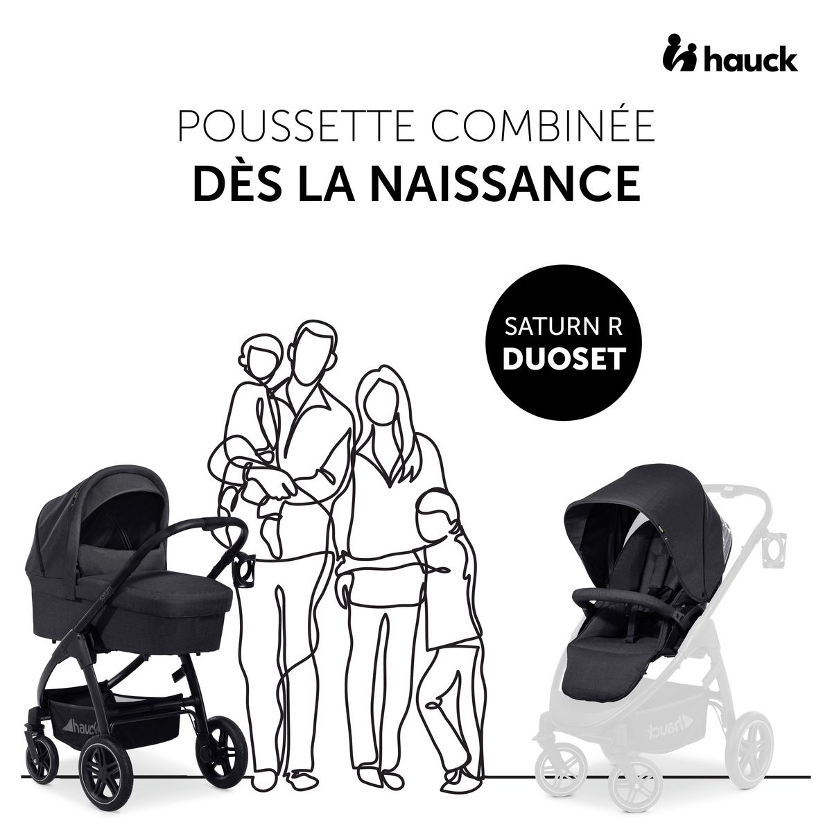HAUCK Poussette combinée Saturn R Duoset Noir