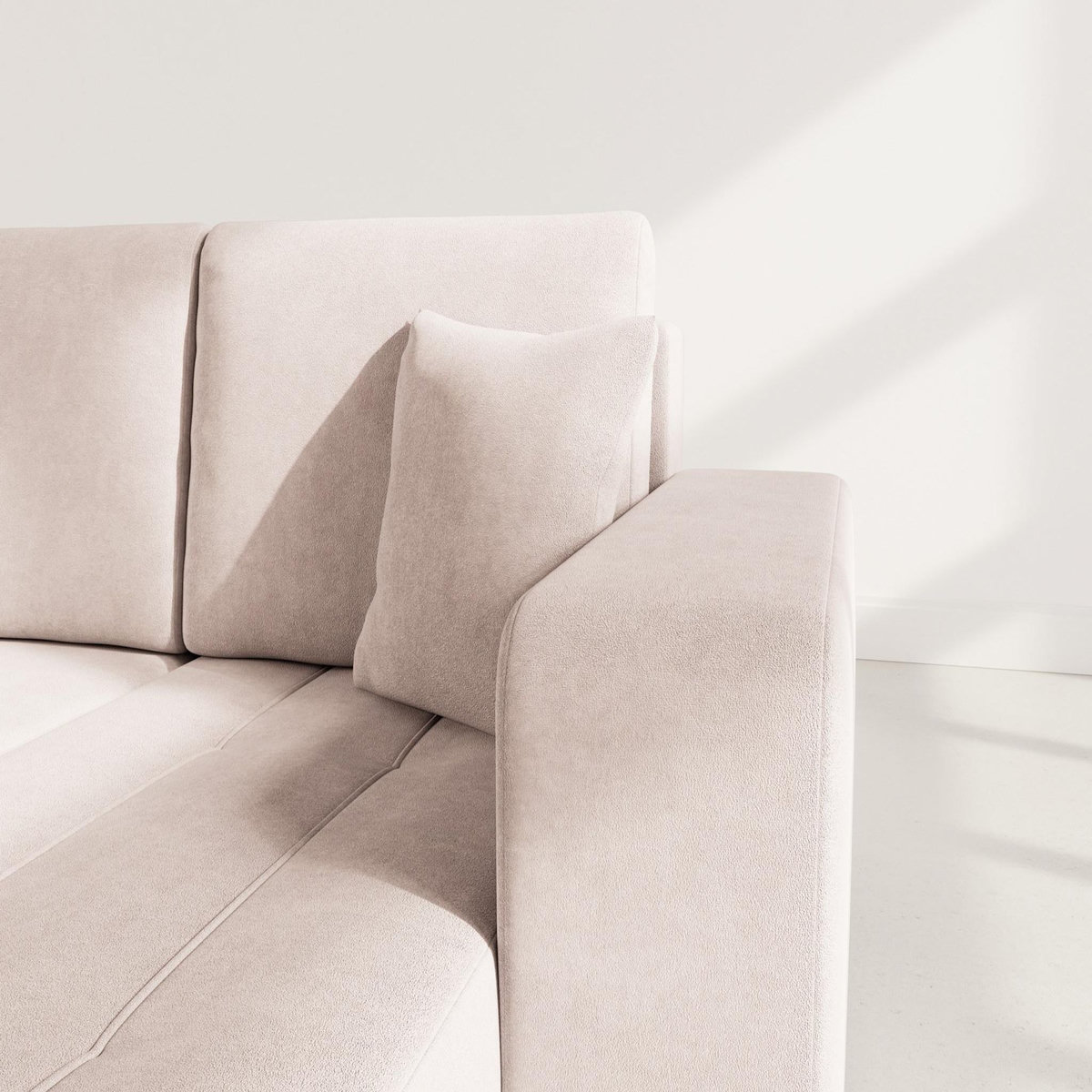 BEST MOBILIER Nicole - canapé d'angle réversible 4 places convertible avec coffre en tissu