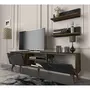 TOILINUX Meuble TV design marbré Ayden - L. 150 x H. 40 cm - Marron noix