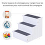 Voir la diapositive 4 : PAWHUT Escalier pour chien animaux rampe 3 marches revêtement tapis coffre interne rangement blanc