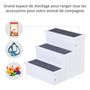 Voir la diapositive 4 : PAWHUT Escalier pour chien animaux rampe 3 marches revêtement tapis coffre interne rangement blanc