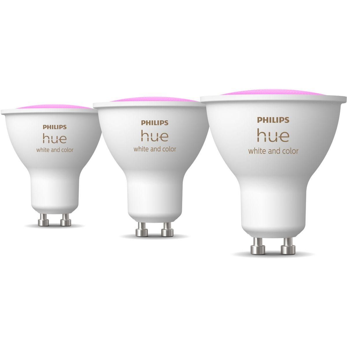 Philips Pack Pack de 3 ampoules 4.3W GU10 White&Color