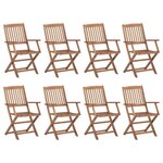 VIDAXL Chaises pliables d'exterieur lot de 8 Bois d'acacia solide