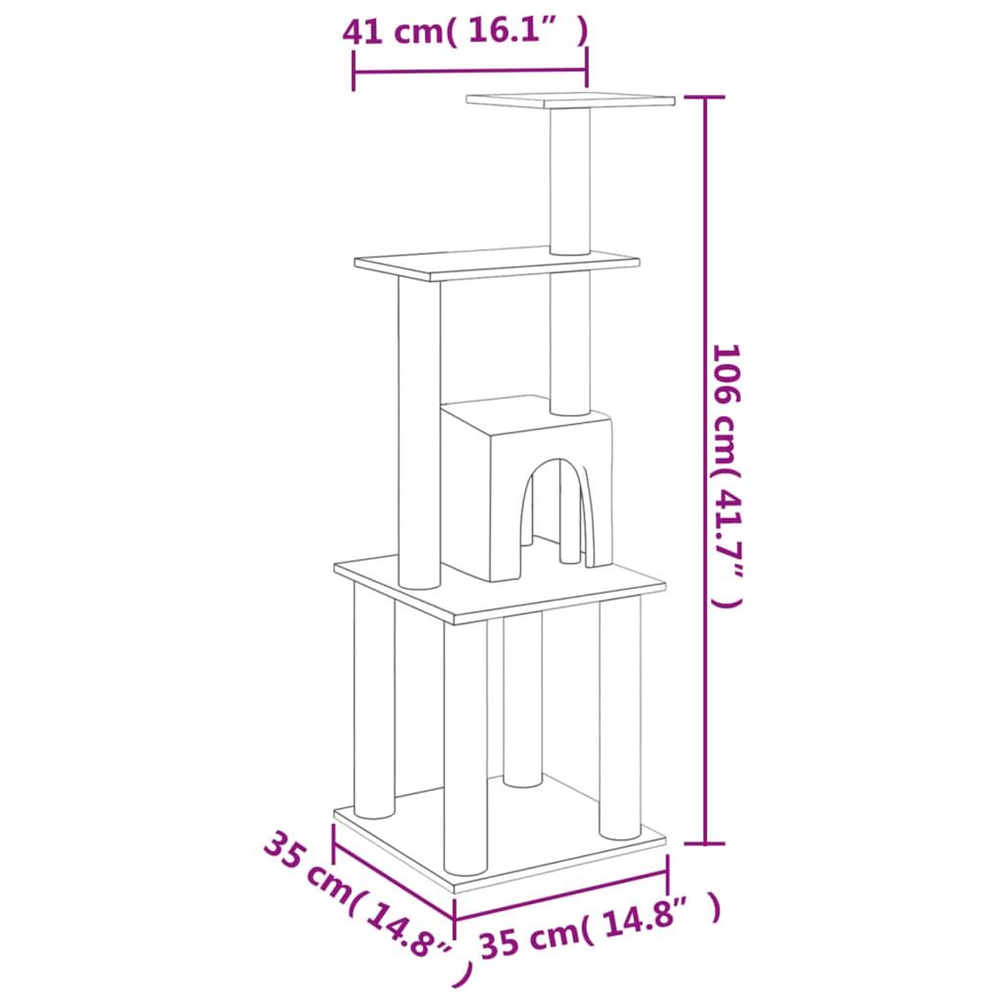 Voir la diapositive 6 : VIDAXL Arbre a chat avec griffoirs en sisal Gris clair 105 cm