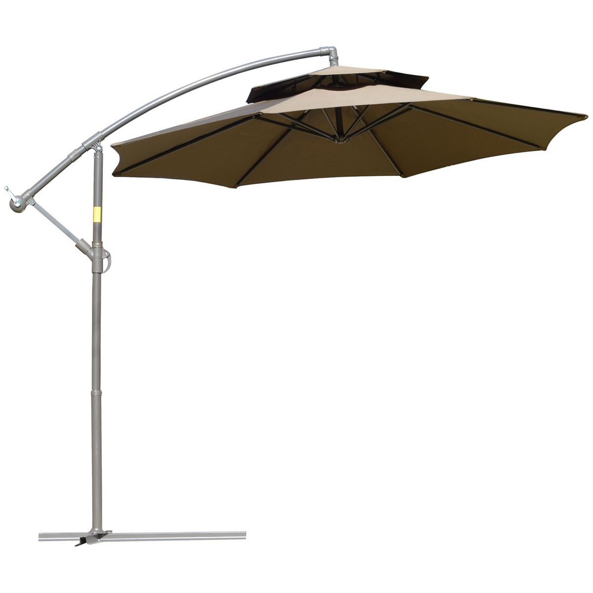 OUTSUNNY Parasol déporté octogonal inclinable manivelle Ø 2,65 x 2,45H m acier époxy polyester marron