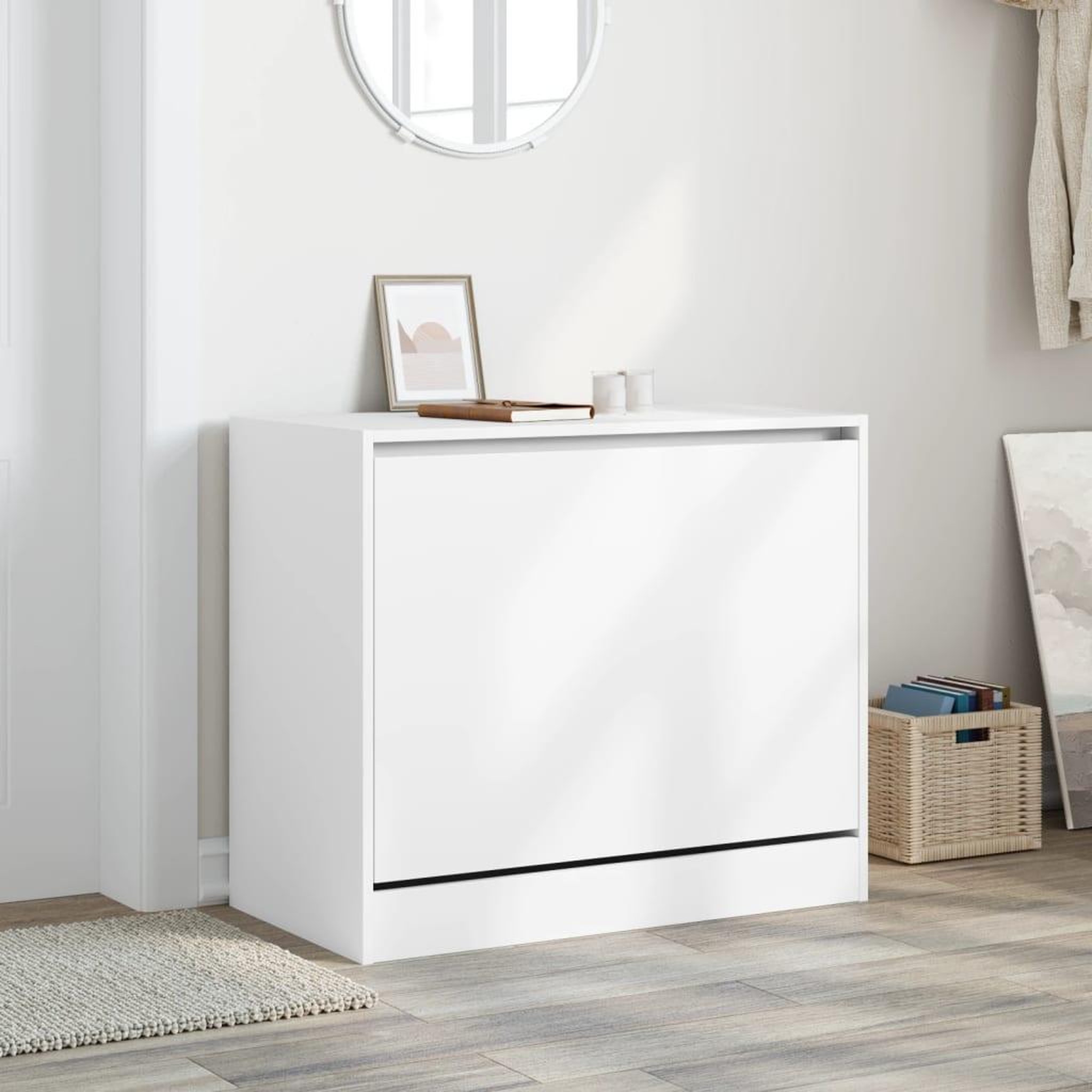 Voir la diapositive 3 : VIDAXL Armoire a chaussures blanc 80x42x69 cm bois d'ingenierie