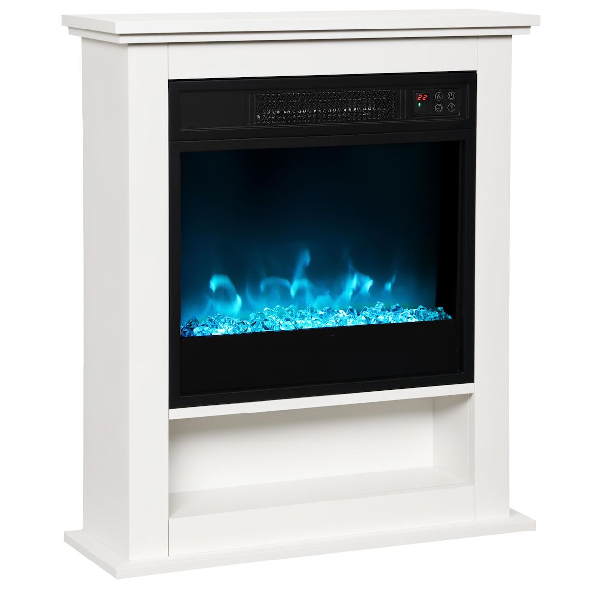 HOMCOM Cheminée électrique LED multicolore design classique niche rangement télécommande blanc noir