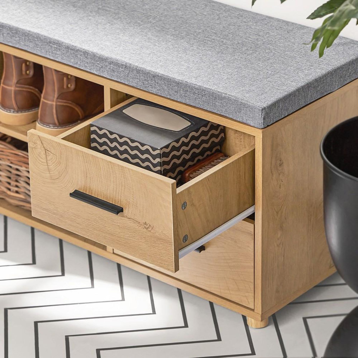 SOBUY SoBuy - Banc de rangement à chaussures avec 2 tiroirs - Chêne Clair - 110x35x47cm - FSR148-N