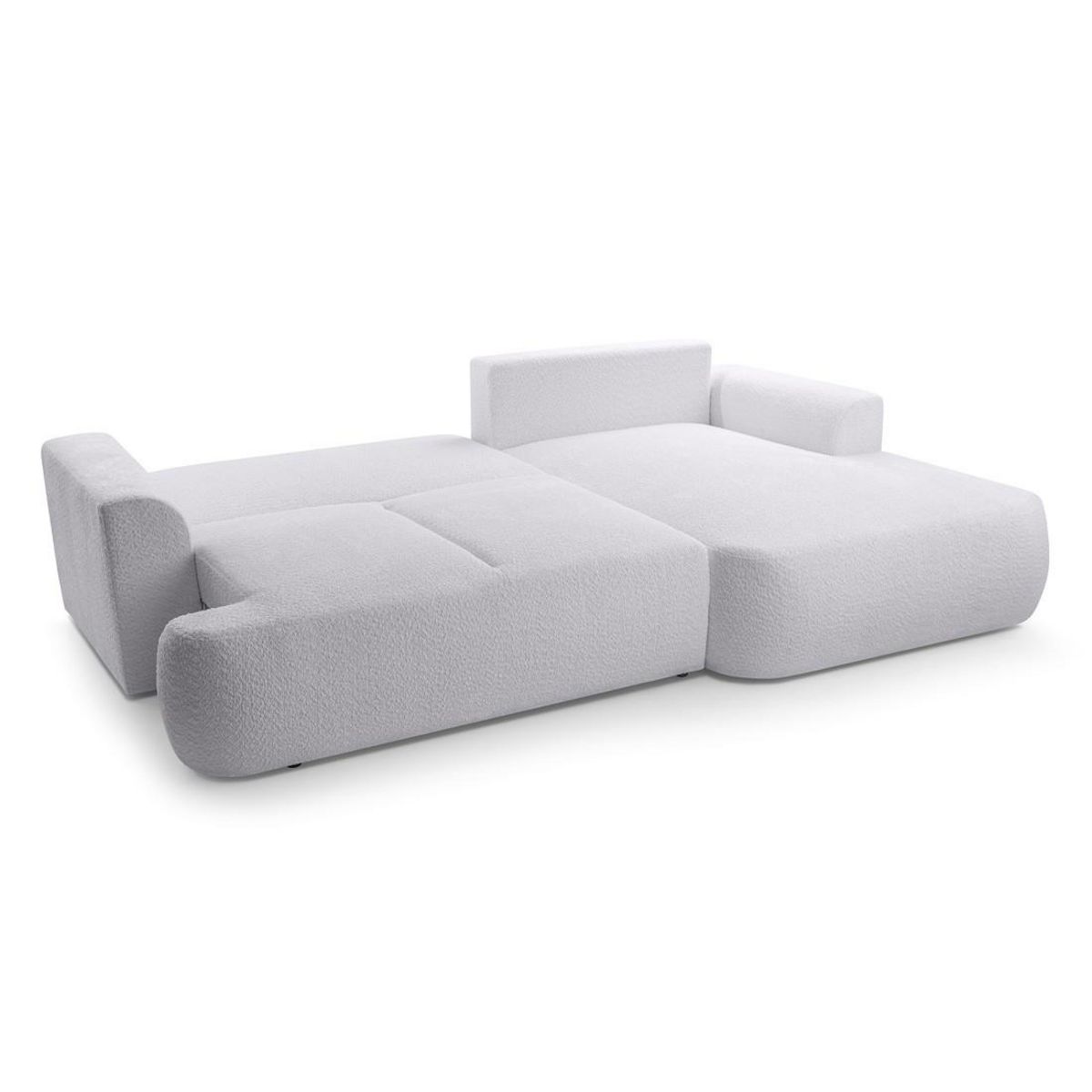 BEST MOBILIER Candela - canapé d'angle droit 4 places - convertible avec coffre - en tissu bouclette