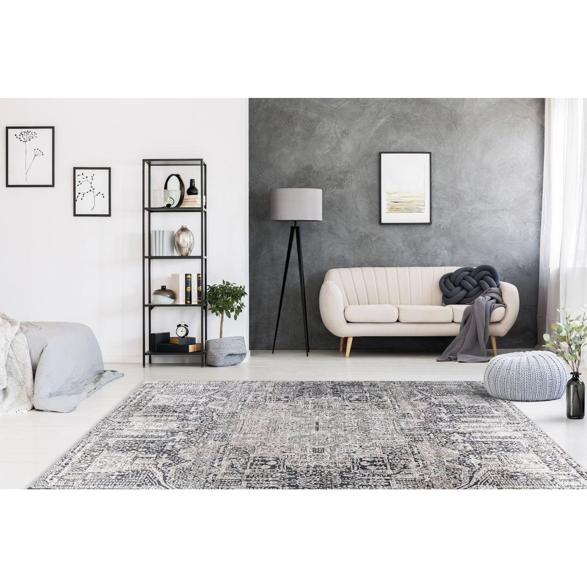 Paris Prix Tapis Vintage à Poils Plats  Rhodin  Gris