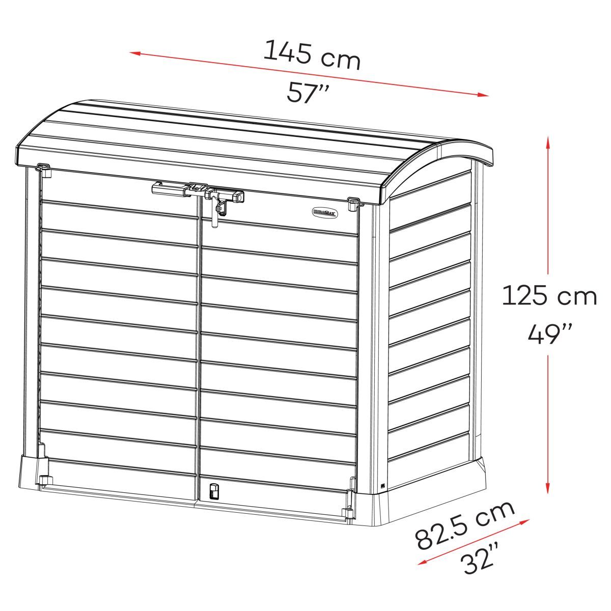 DURAMAX Armoire de rangement jardin Résine  - 1200L - Gris - STOREAWAY ARC LID
