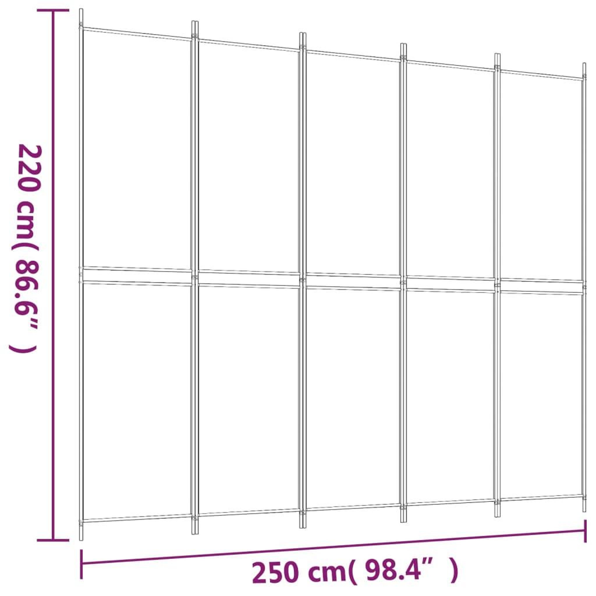 Voir la diapositive 6 : VIDAXL Cloison de separation 5 panneaux Anthracite 250x220 cm Tissu