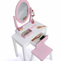 Voir la diapositive 4 : ID MARKET Coiffeuse enfant BETTANY avec miroir et tabouret