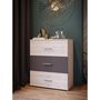 Voir la diapositive 2 : MARKET24 Commode - ADRIA - 3 tiroirs - Chene cendré / Gris uni - L75x P41 x 90 cm