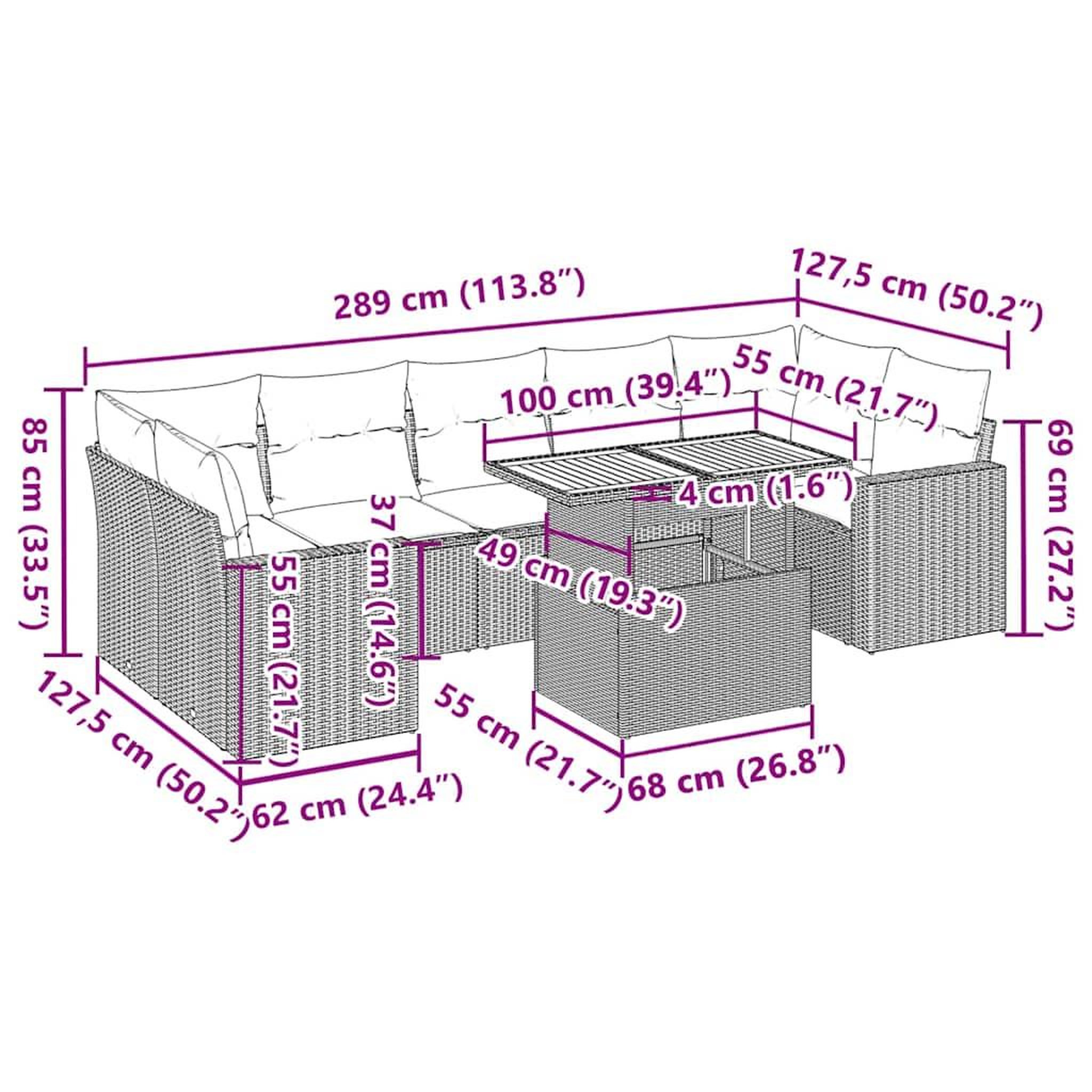 Voir la diapositive 6 : VIDAXL Salon de jardin 8 pcs avec coussins noir resine tressee