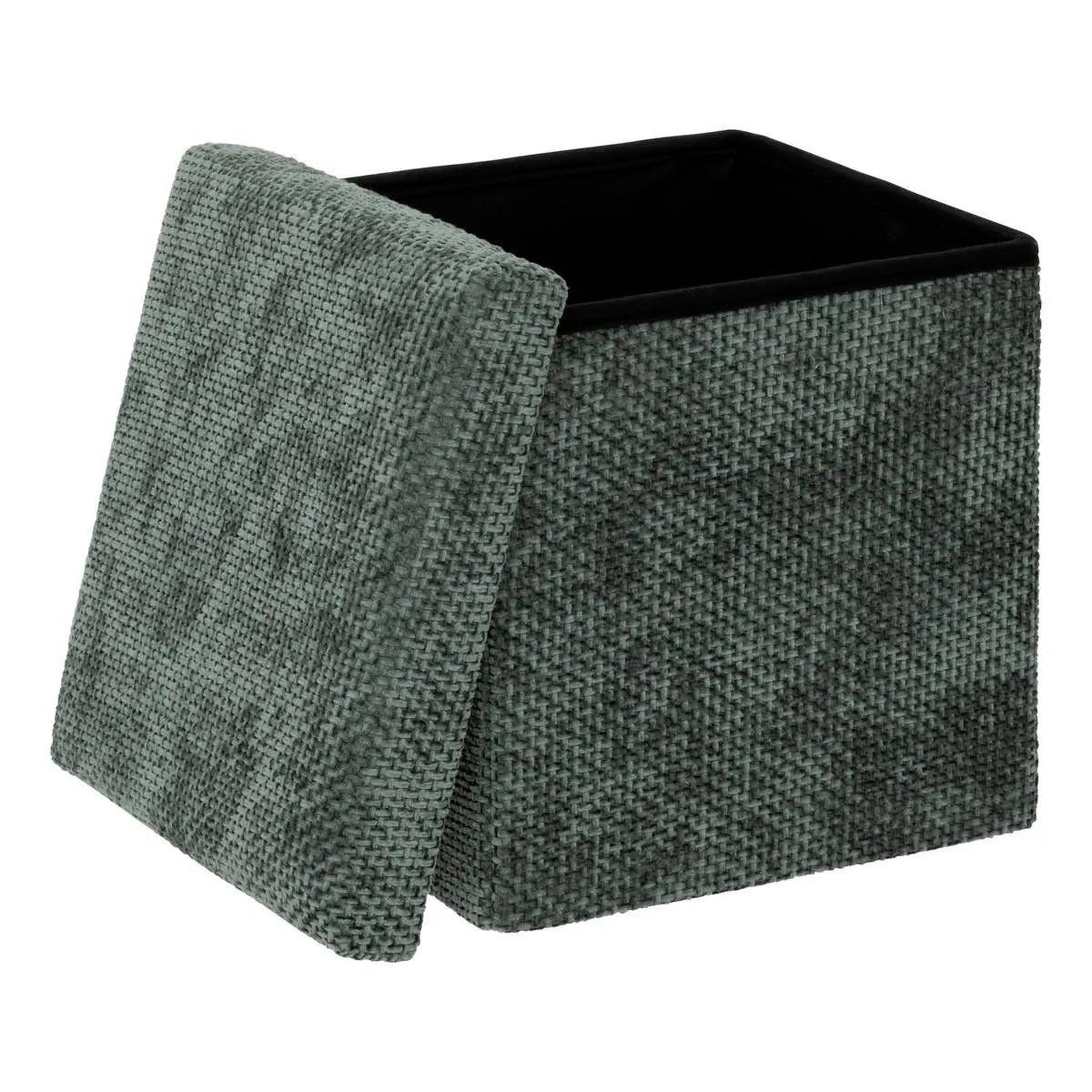 Voir la diapositive 3 : FIVE Pouf coffre pliable  velvy  31cm vert foncé