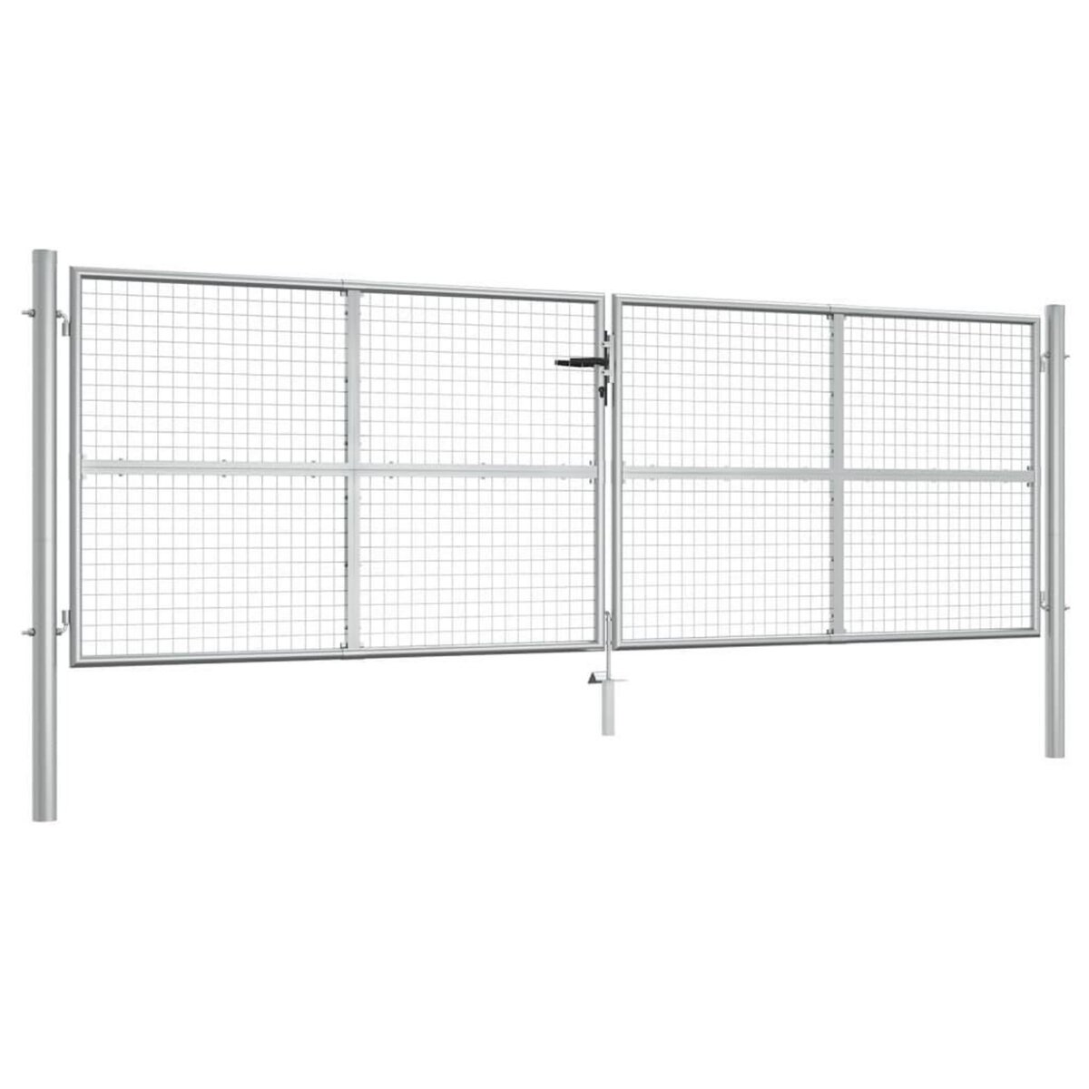 VIDAXL Portail de jardin en acier galvanise 415 x 125 cm Argent