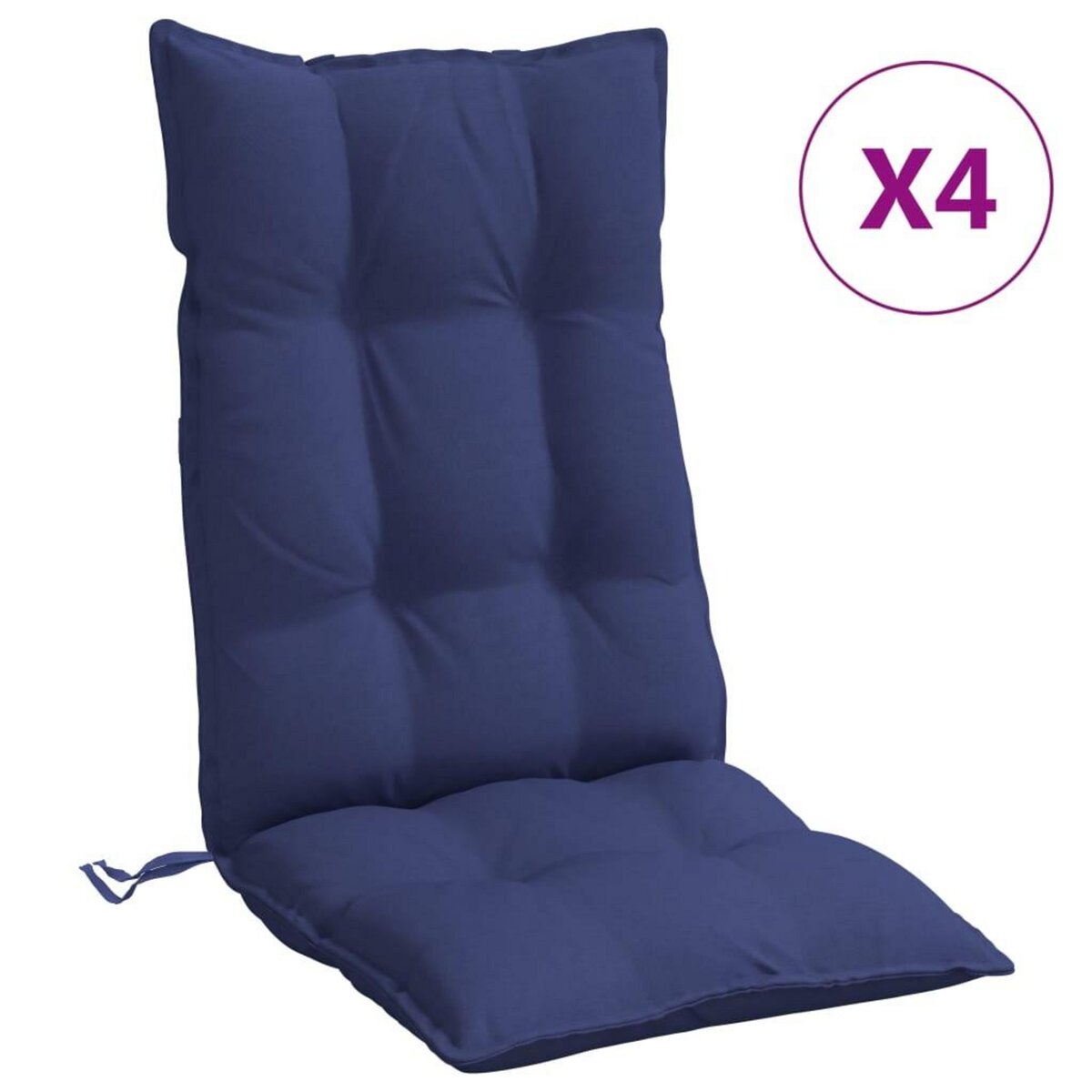 VIDAXL Coussins de chaise a dossier haut lot de 4 bleu marine