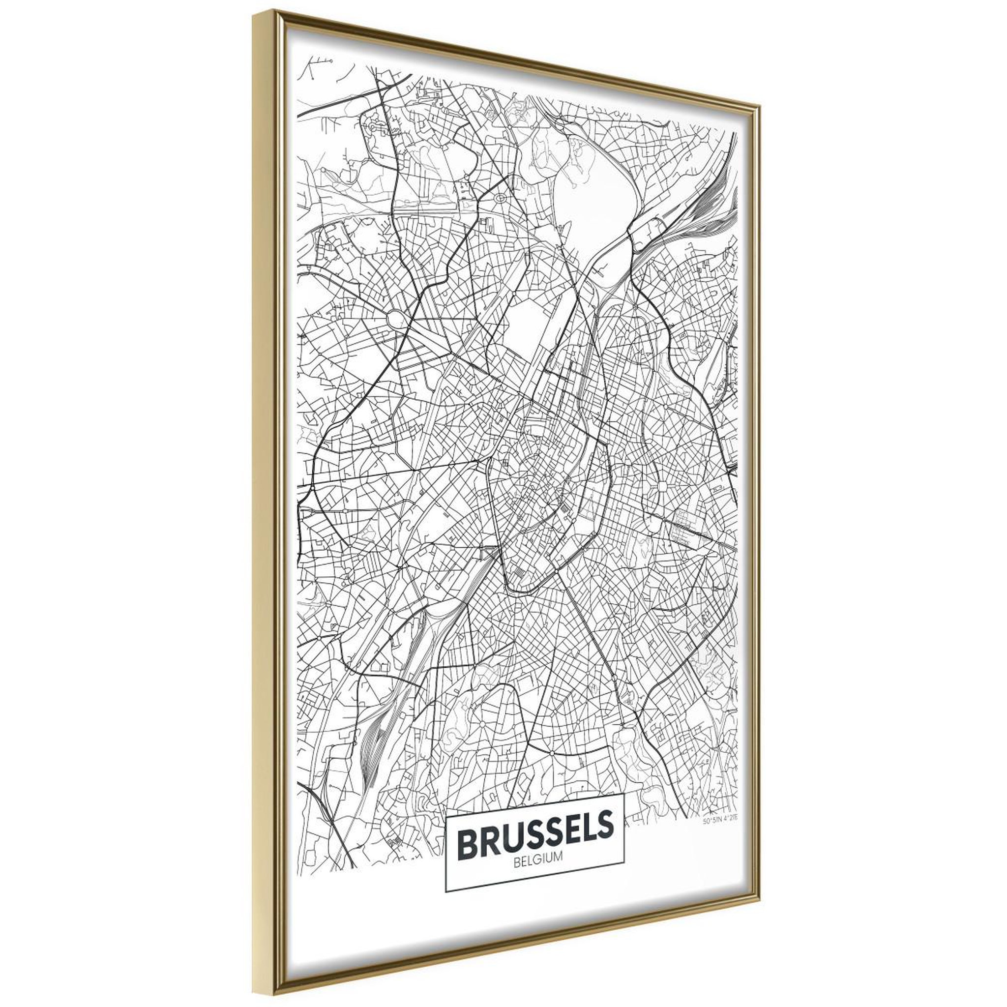 Voir la diapositive 1 : Paris Prix Affiche Murale Encadrée  City map Brussels