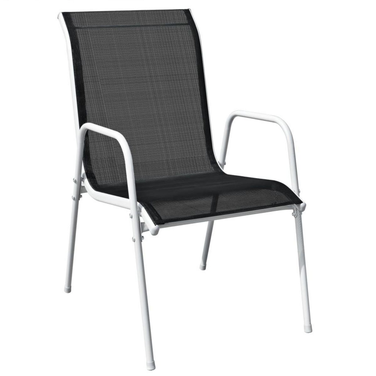 VIDAXL Chaises empilables de jardin lot de 2 Acier et textilene Noir