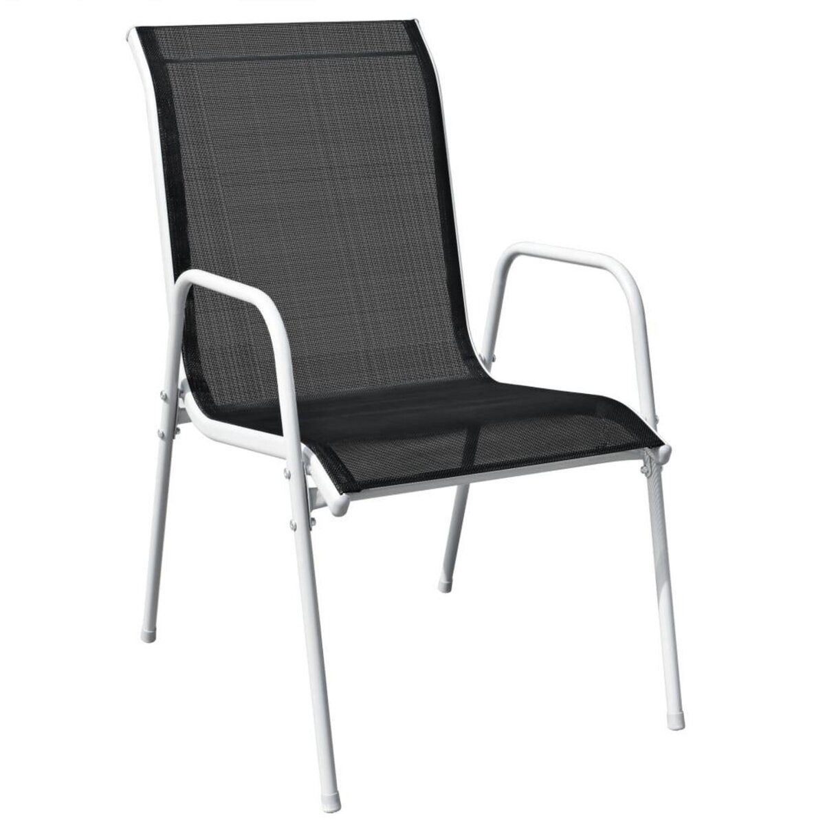 VIDAXL Chaises empilables de jardin lot de 2 Acier et textilene Noir