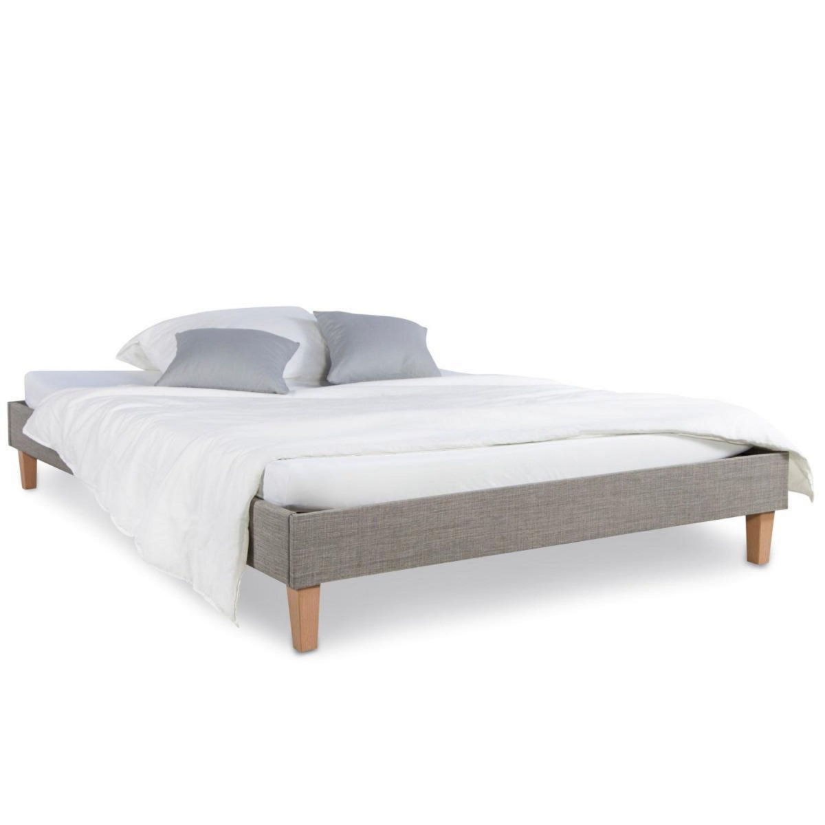 HomeStyle4U Lit rembourré avec matelas 140x200 Sommier à lattes