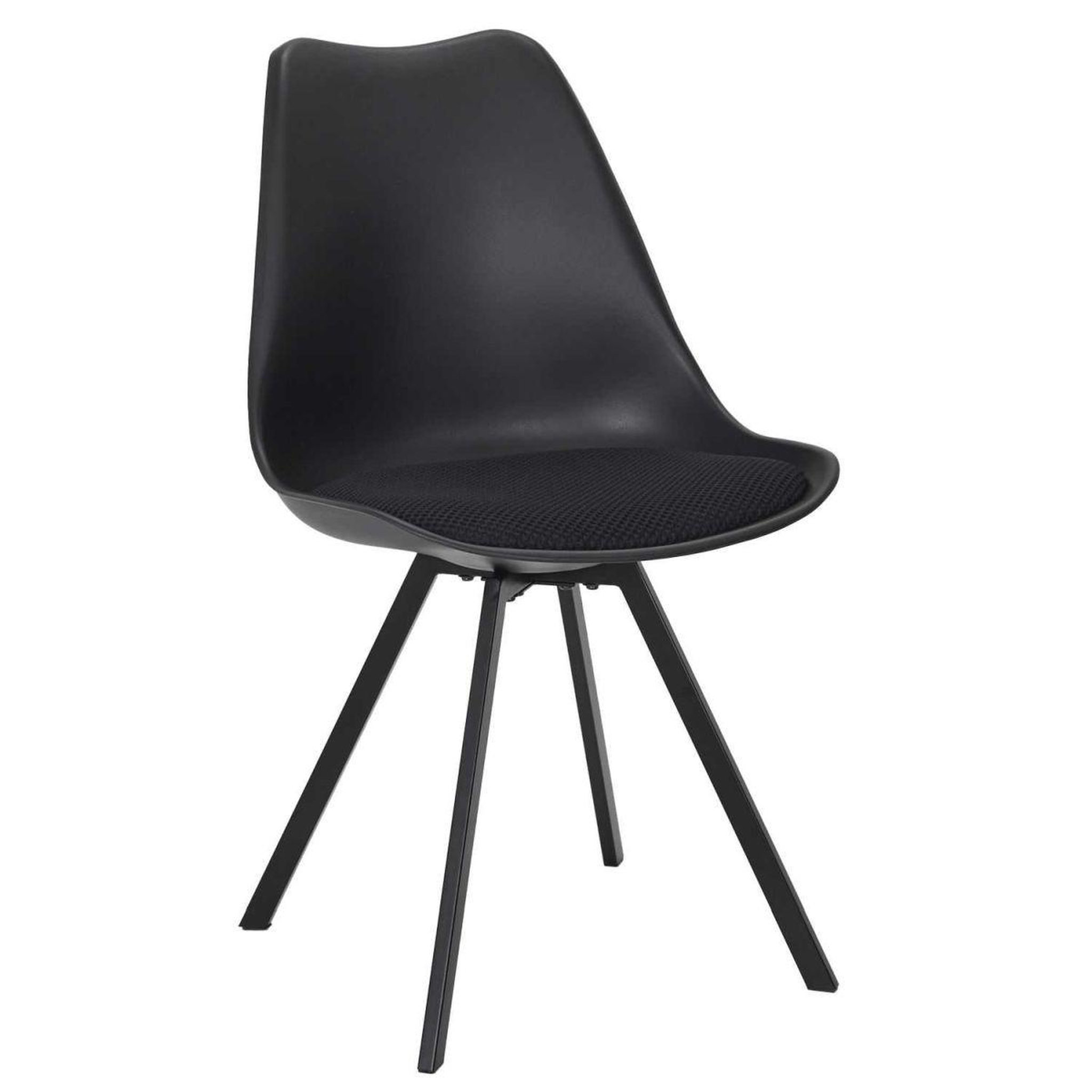 Voir la diapositive 2 : The Home Deco Factory Lot de 4 chaises avec coussin  atome  82cm noir