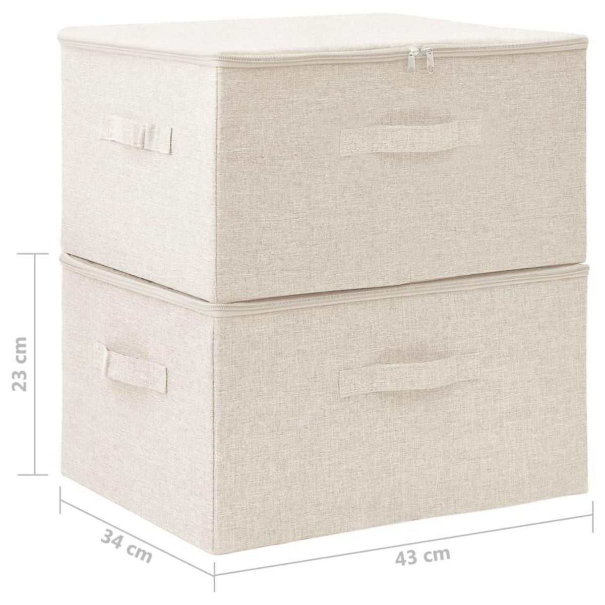 VIDAXL Boîtes de rangement 2 pcs Tissu 43x34x23 cm Creme