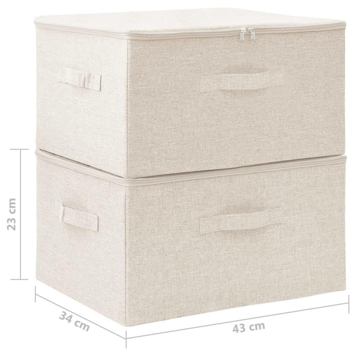 VIDAXL Boîtes de rangement 2 pcs Tissu 43x34x23 cm Creme