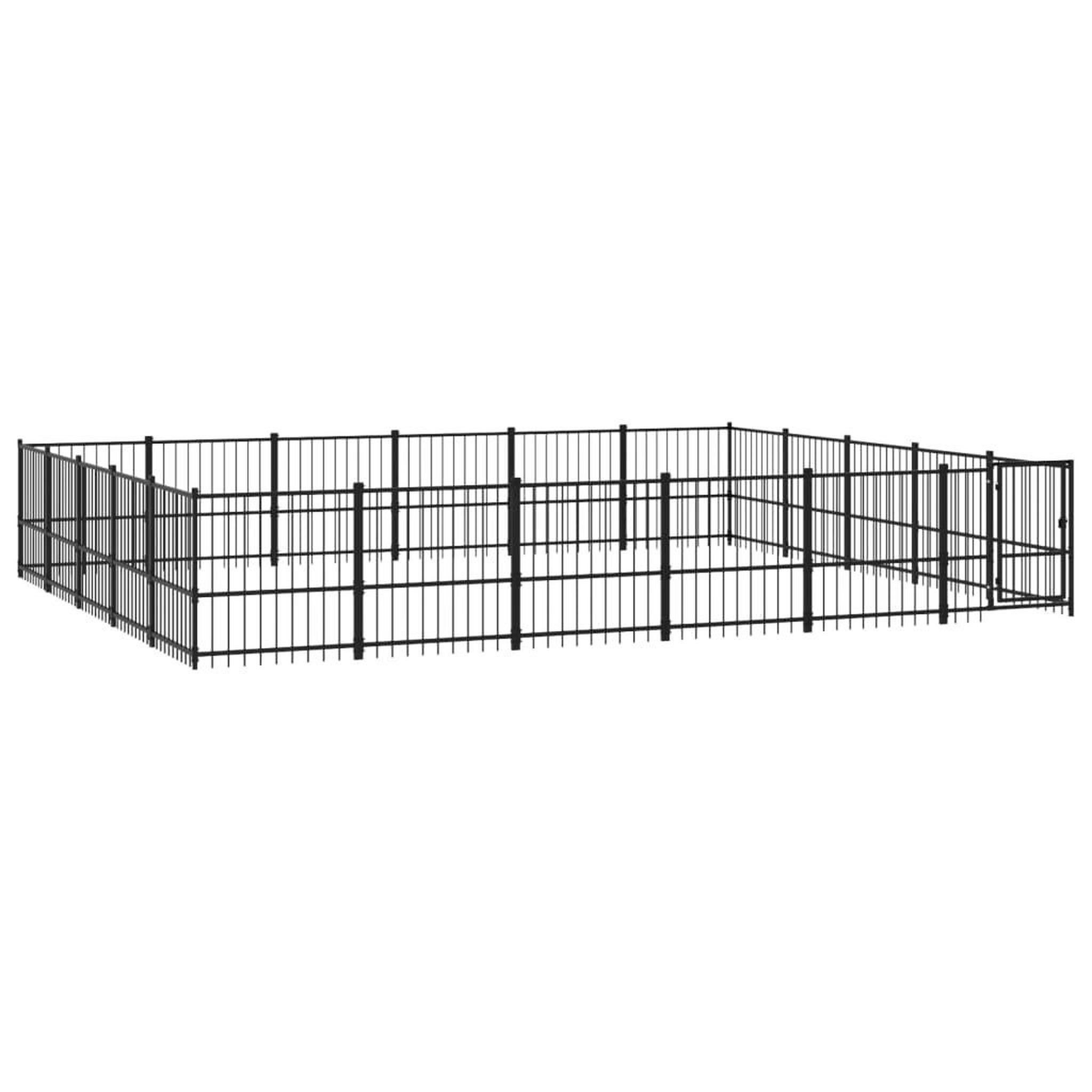 Voir la diapositive 2 : VIDAXL Chenil d'exterieur pour chiens Acier 28,23 m²