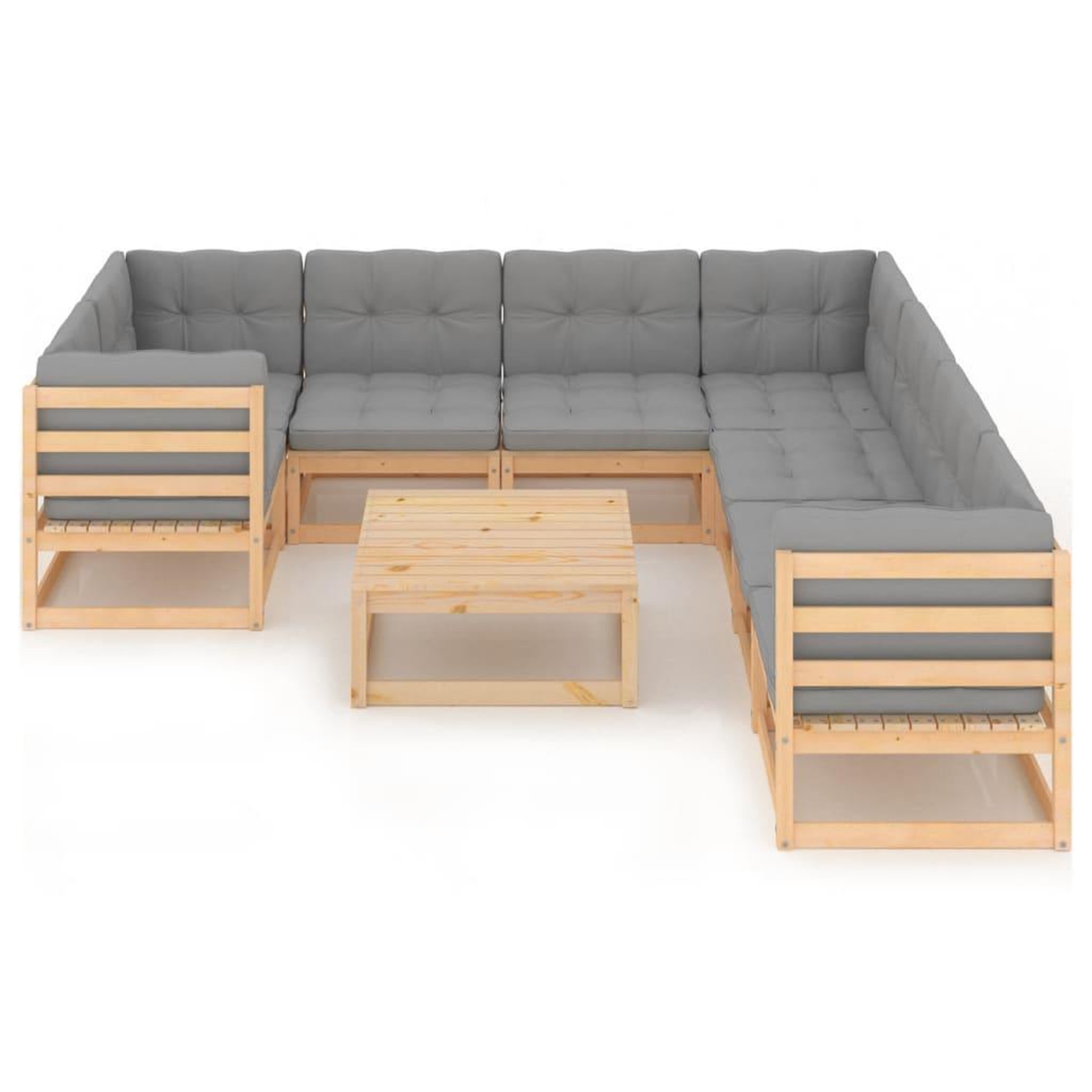 Voir la diapositive 2 : VIDAXL Salon de jardin 9 pcs avec coussins Bois de pin massif
