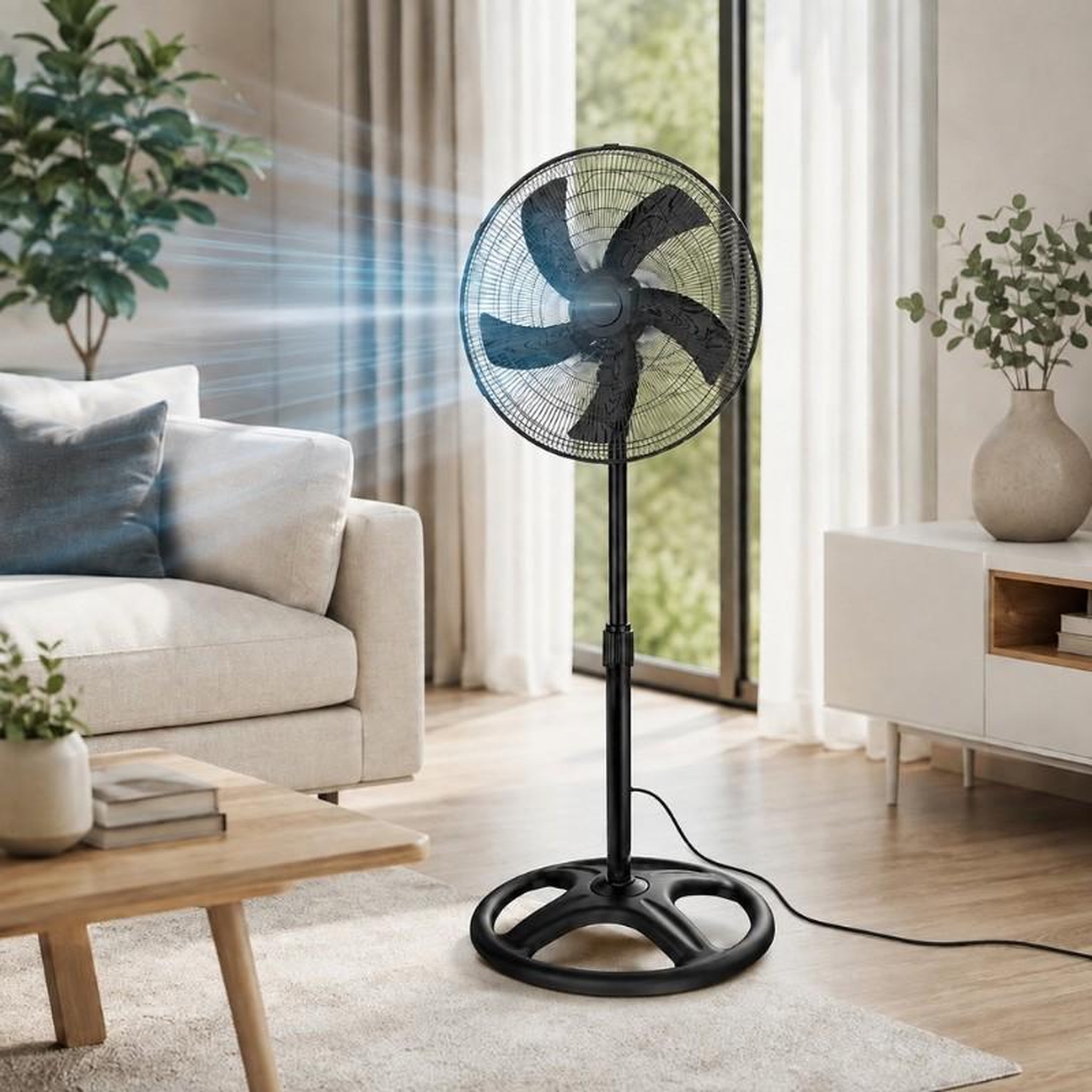 Voir la diapositive 4 : Ventilateur sur pied 45 cm – puissance 60w et fonctionnement silencieux