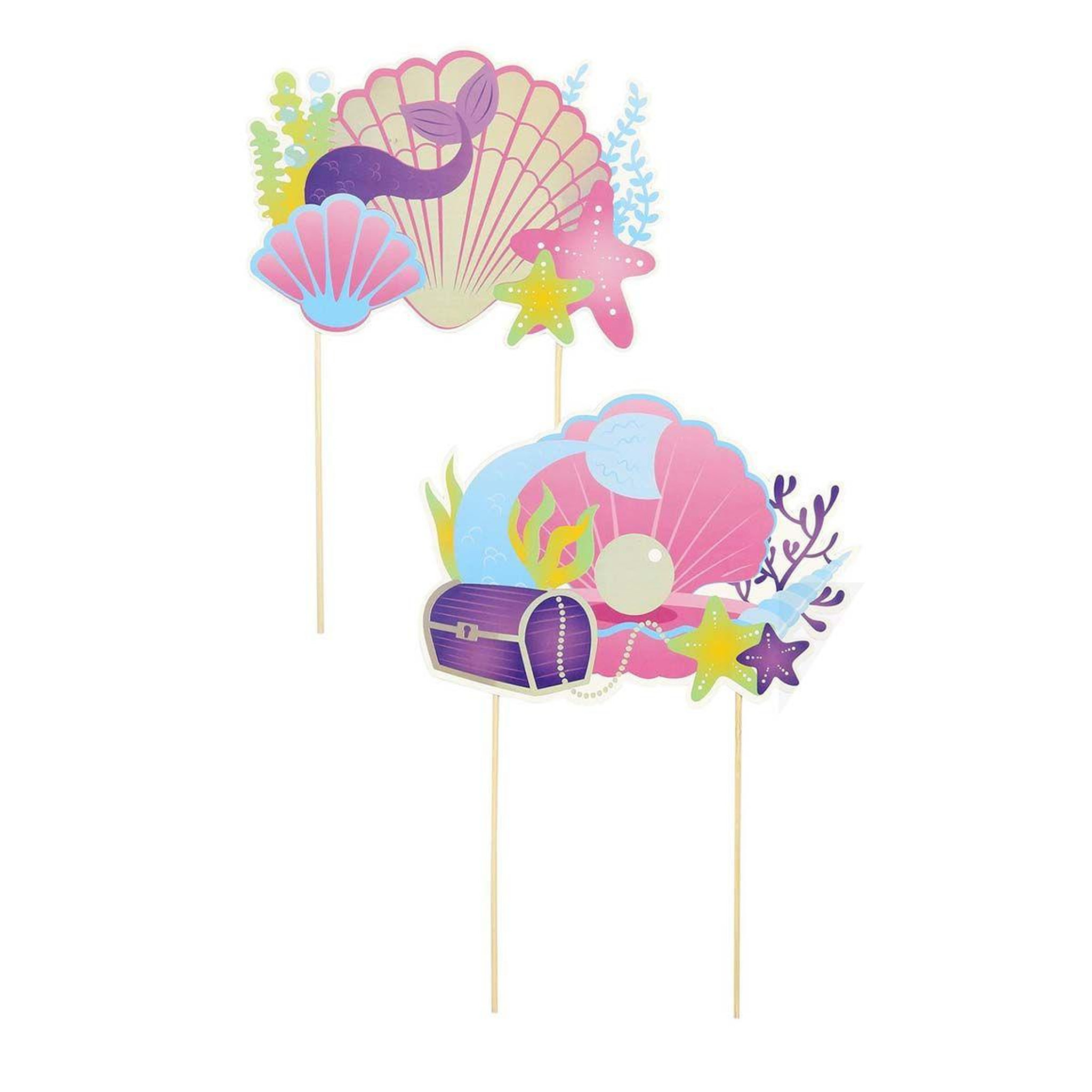 PARTY TIME Lot de 2 Décorations de Gâteaux  Sirène  28cm Multicolore