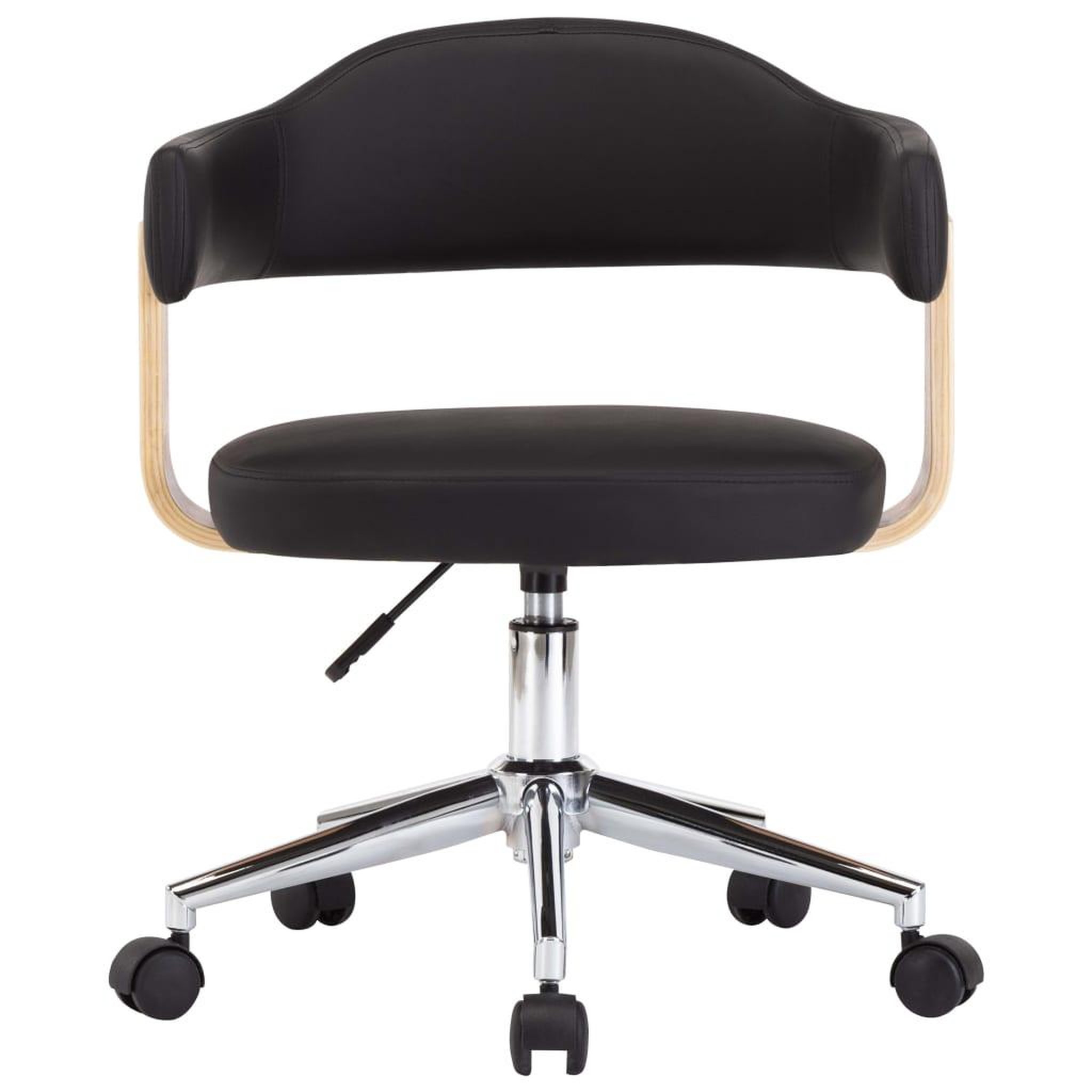 Voir la diapositive 3 : VIDAXL Chaise pivotante de bureau Noir Bois courbe et similicuir