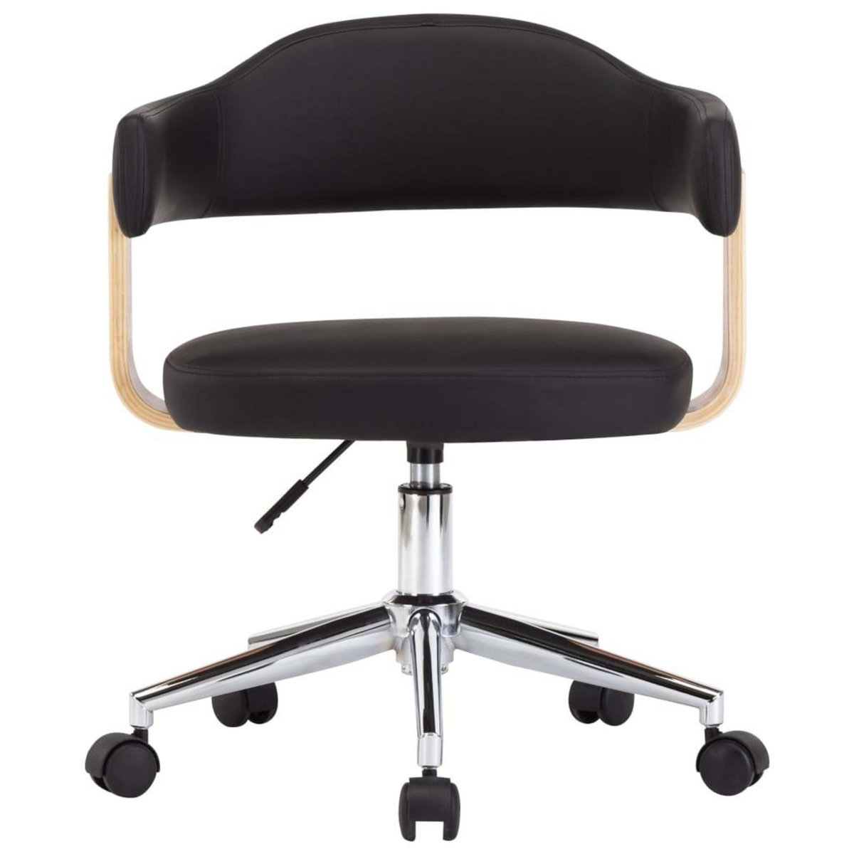 VIDAXL Chaise pivotante de bureau Noir Bois courbe et similicuir