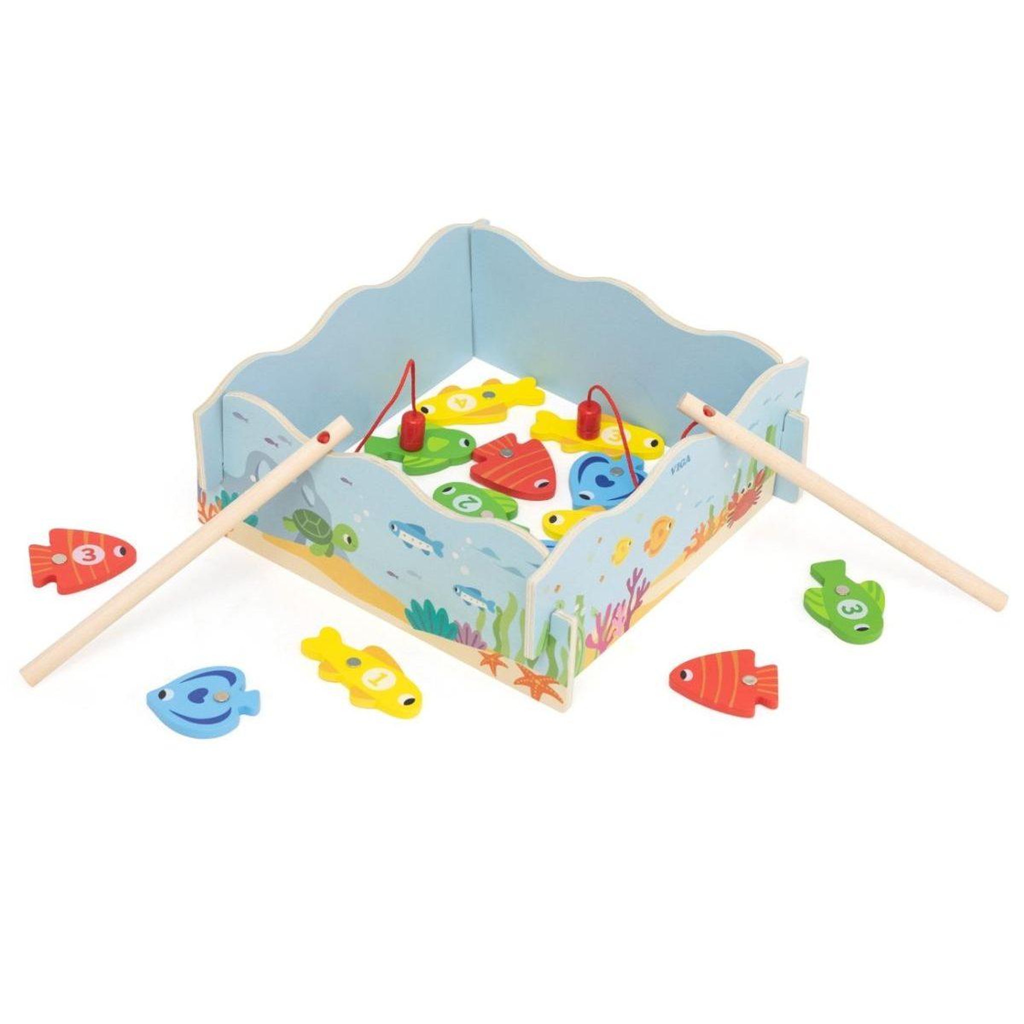 Voir la diapositive 5 : VIGA Jeu de pêche magnétique  44843 - bois, poissons chiffrés