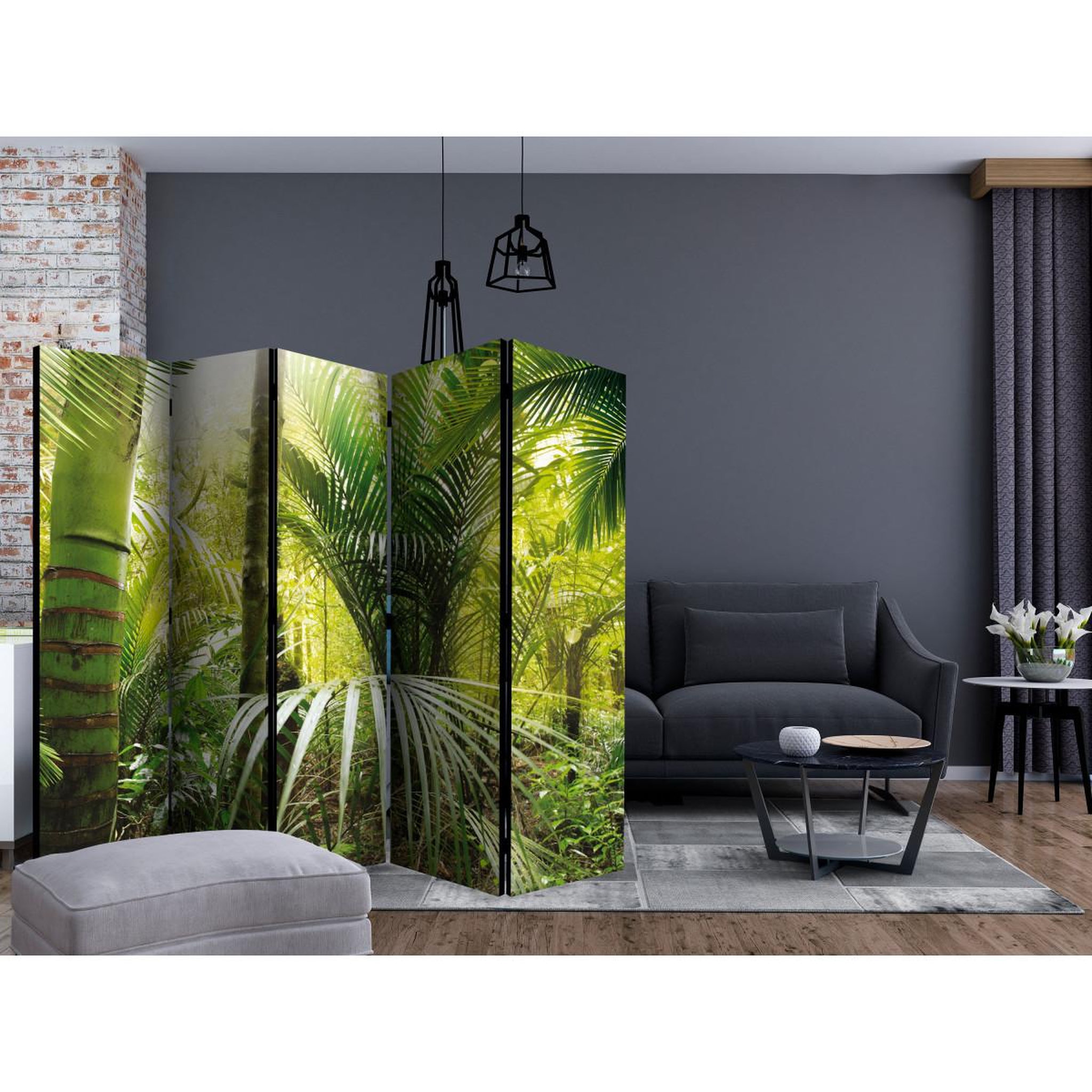 Voir la diapositive 2 : Paris Prix Paravent 5 volets  green alley  172x225cm