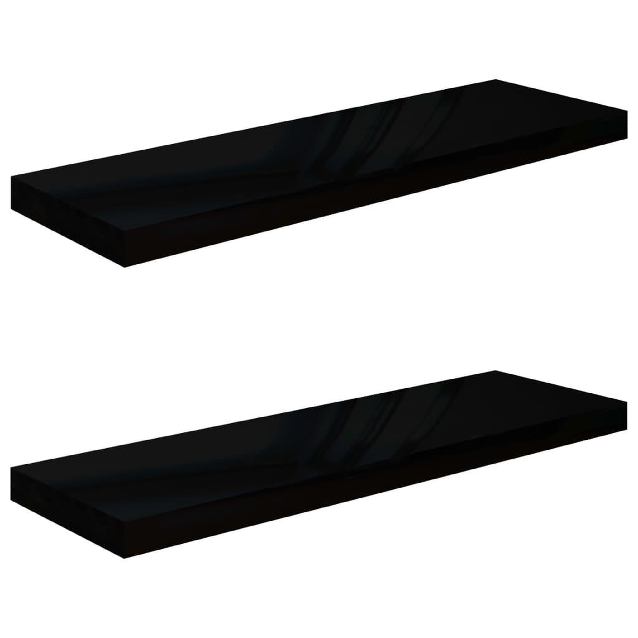 Voir la diapositive 2 : VIDAXL Etagere murale flottante 2 pcs Noir brillant 80x23,5x3,8 cm MDF